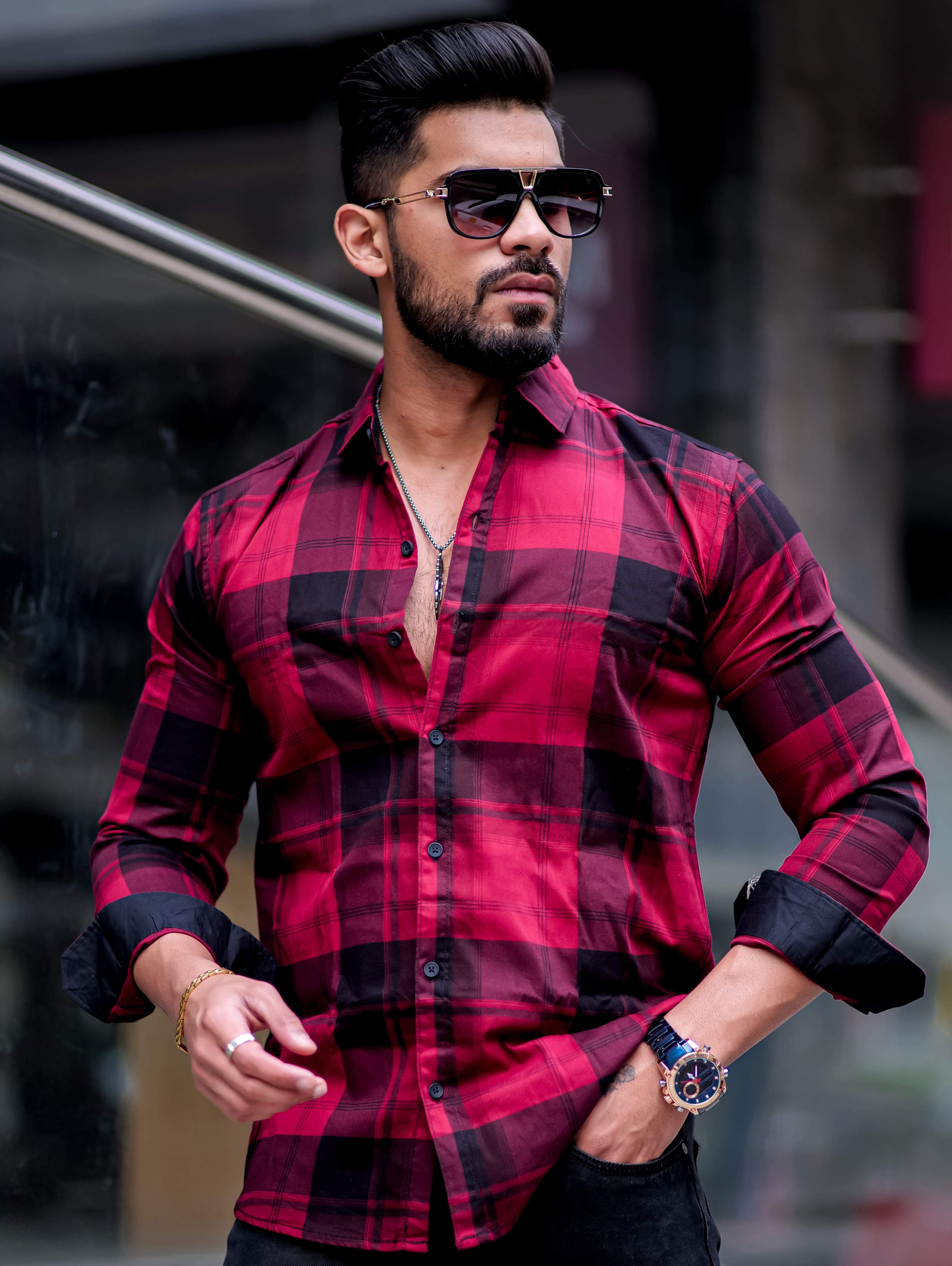 Maroon Checkered Cotton Shirt – The Foomer