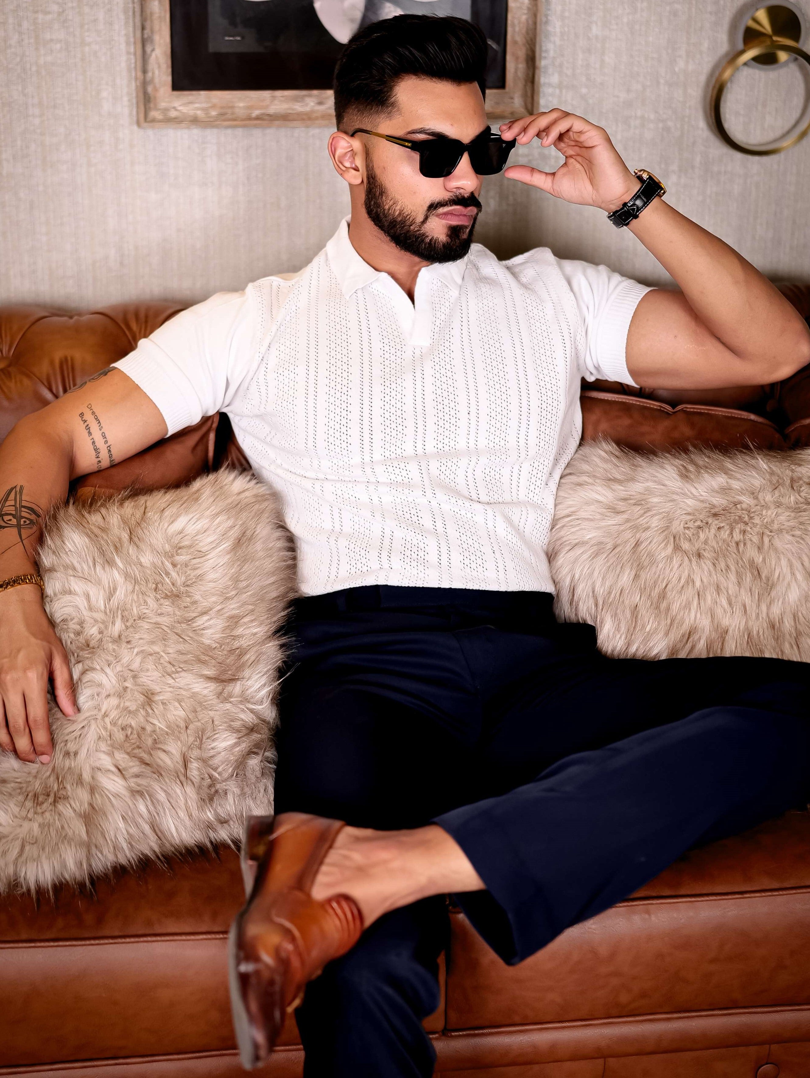 White Designer Cotton Half Sleeve Premium T Shirt