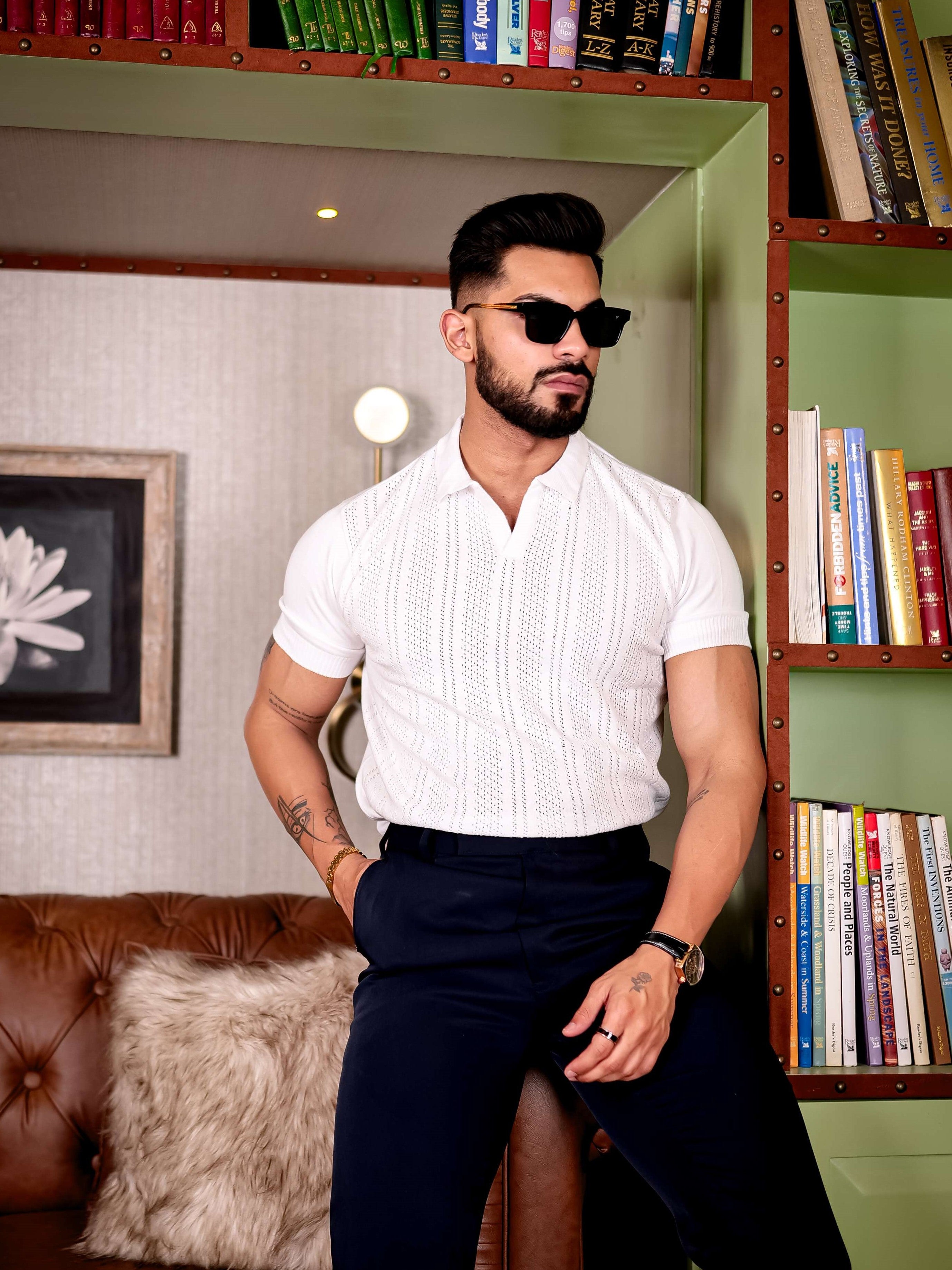 White Designer Cotton Half Sleeve Premium T Shirt