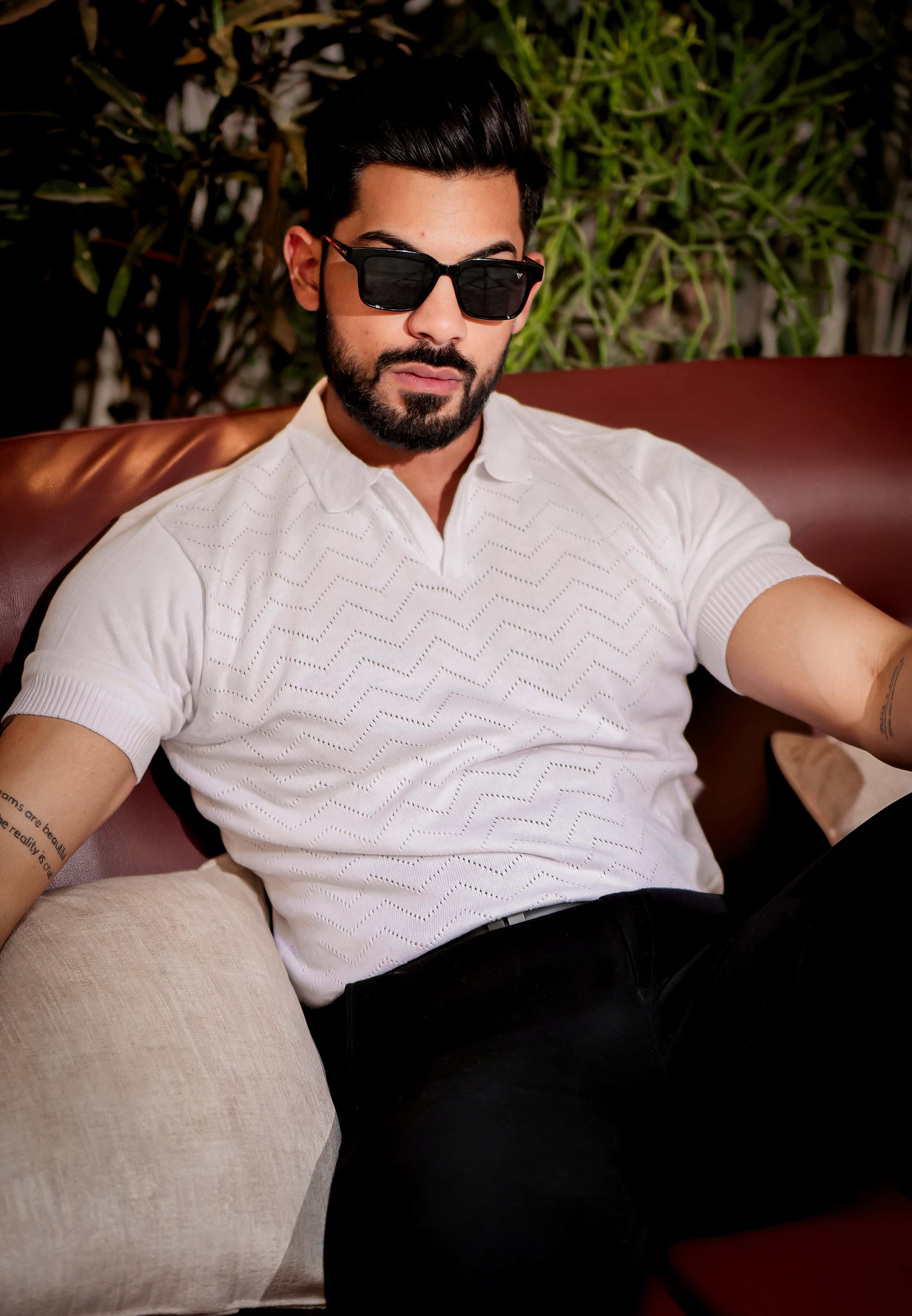 White Designer Cotton Half Sleeve Premium T Shirt