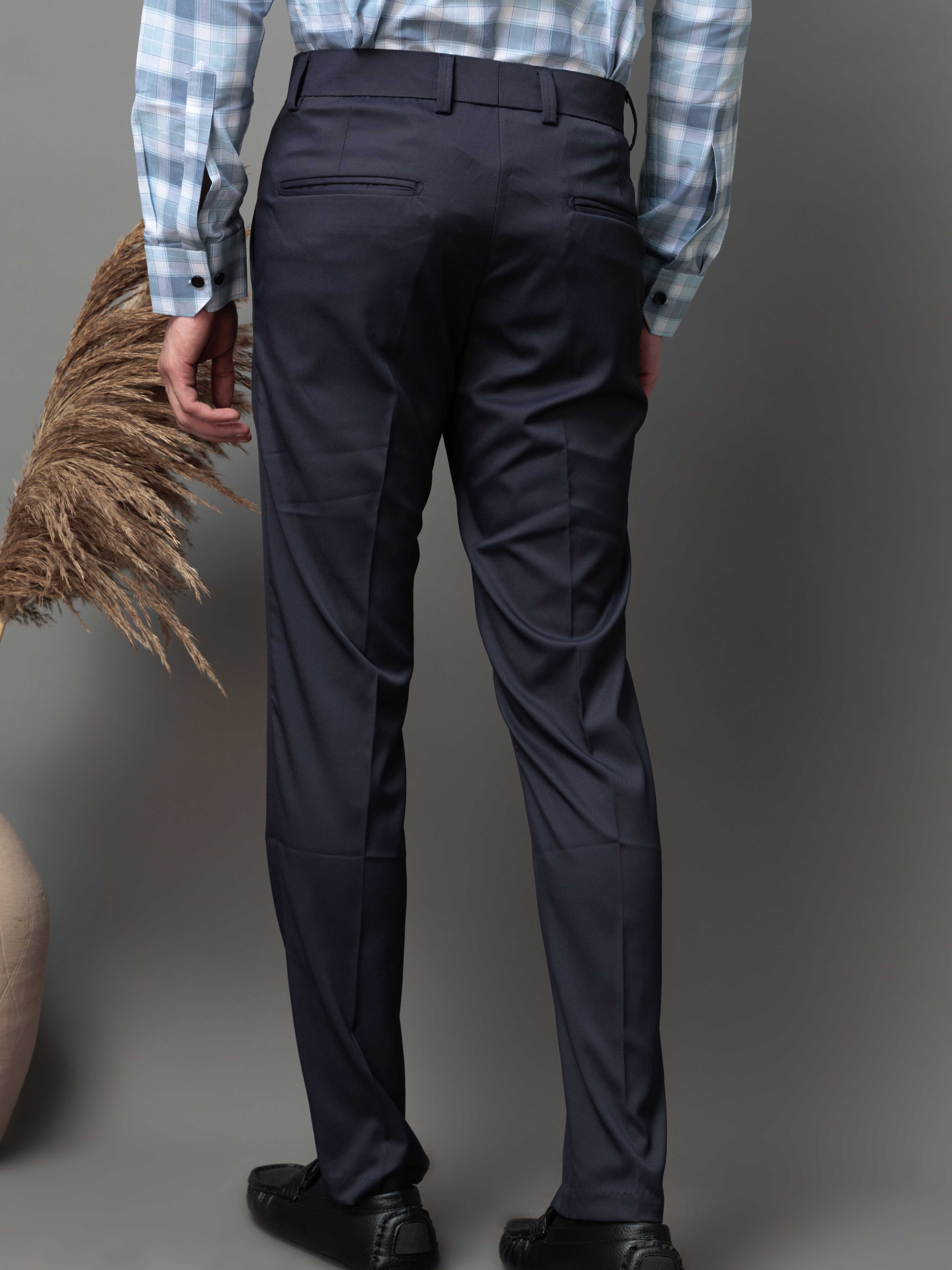 Foomer Formal Navy Pant For Men's
