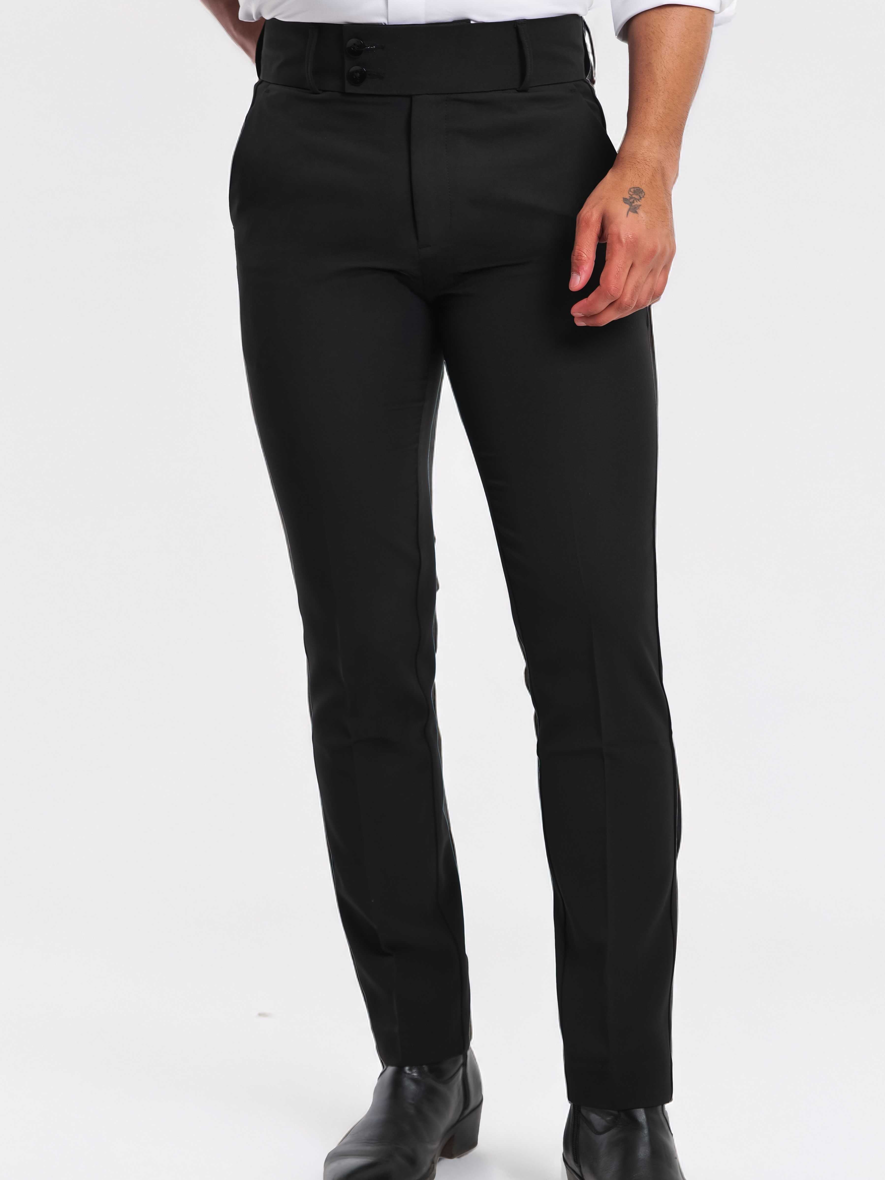 Foomer Designer Dark Black Trouser Pant For Men's