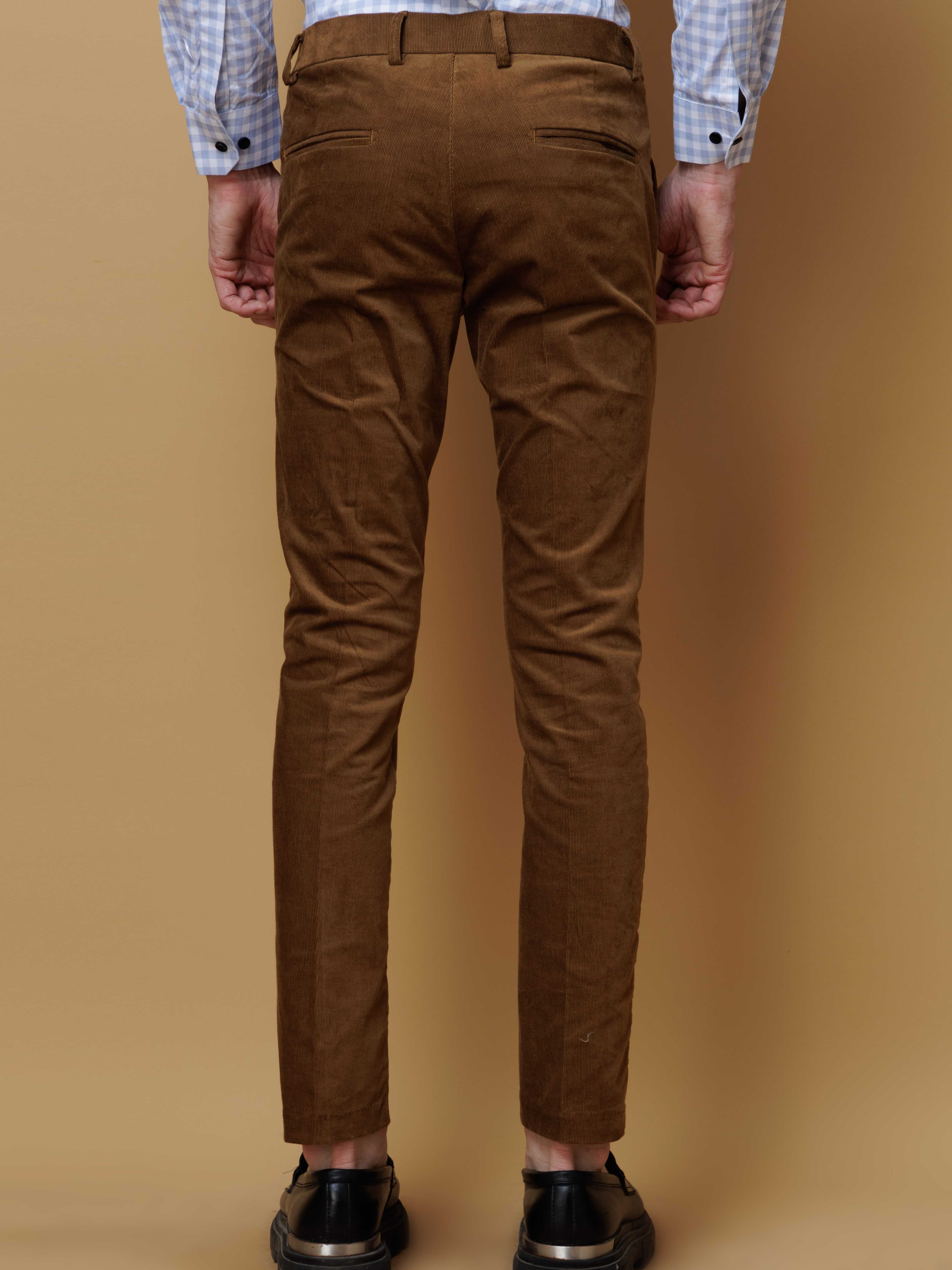 FOOMER MUSTARD YELLOW CORDUROY RELAXED FIT TROUSERS FOR MEN'S