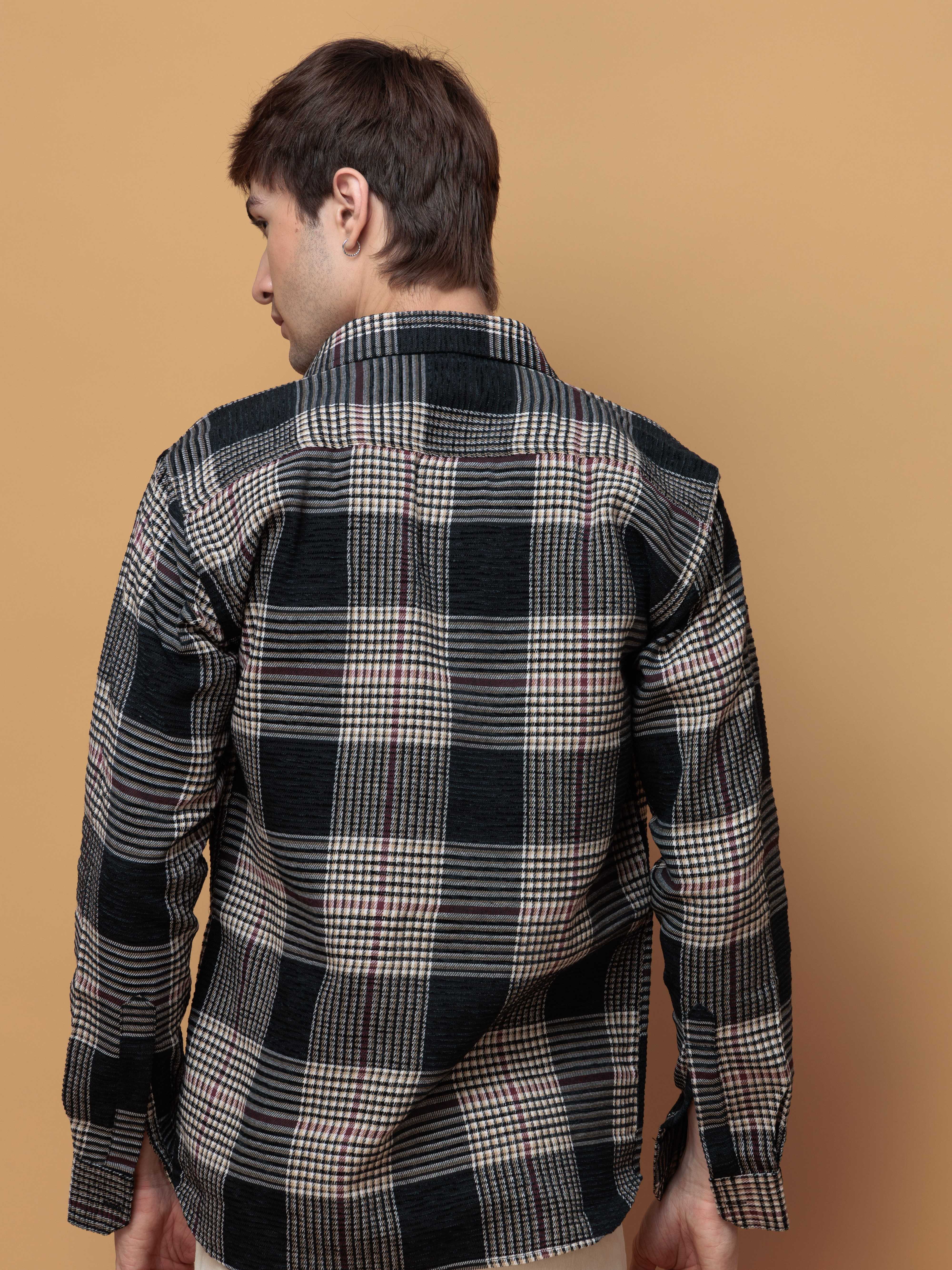 FOOMER BLACK GLEN CHECKED CASUAL SHIRT FOR MEN'S