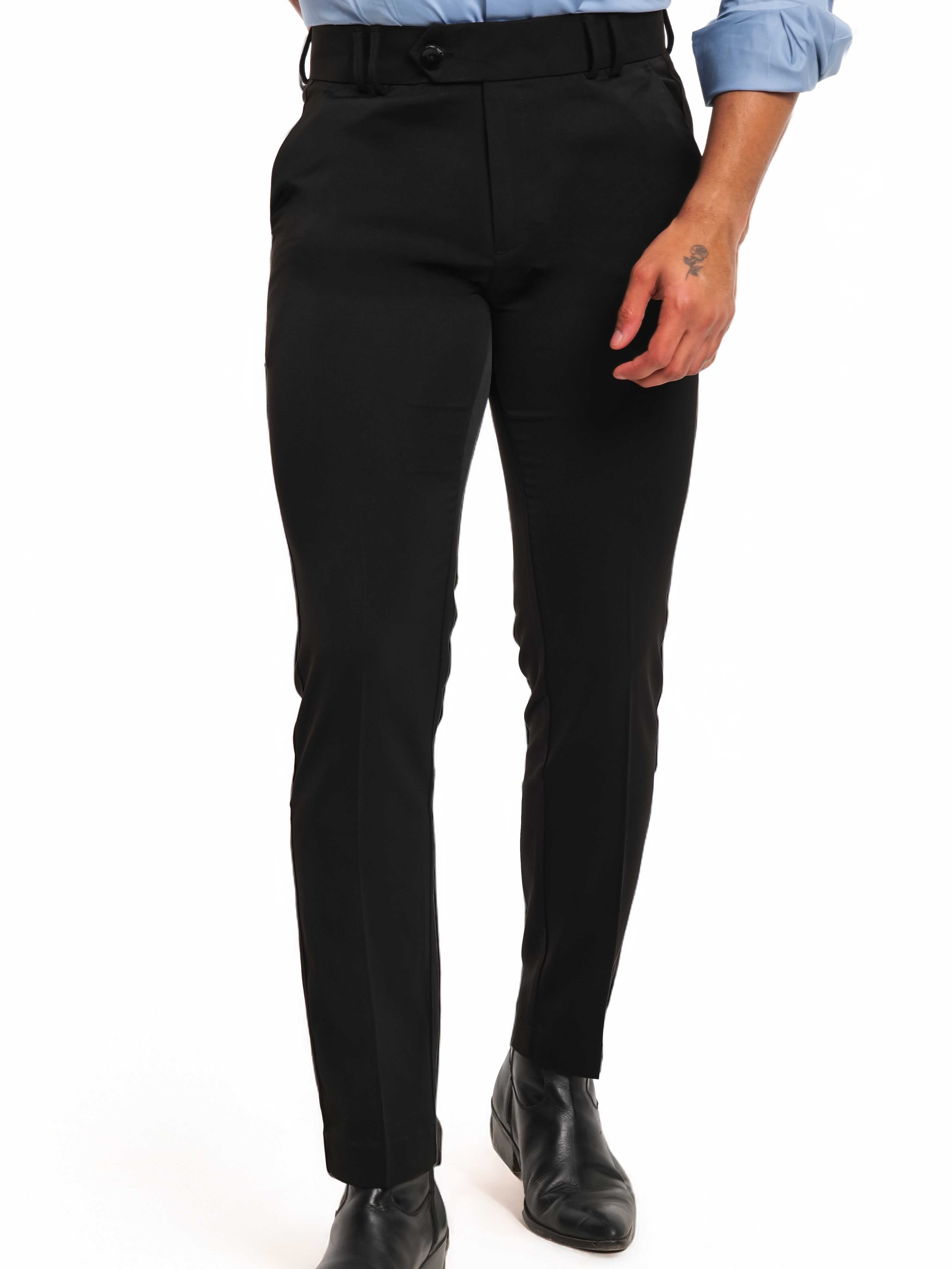 Foomer Formal Dark Black Trouser Pant For Men's