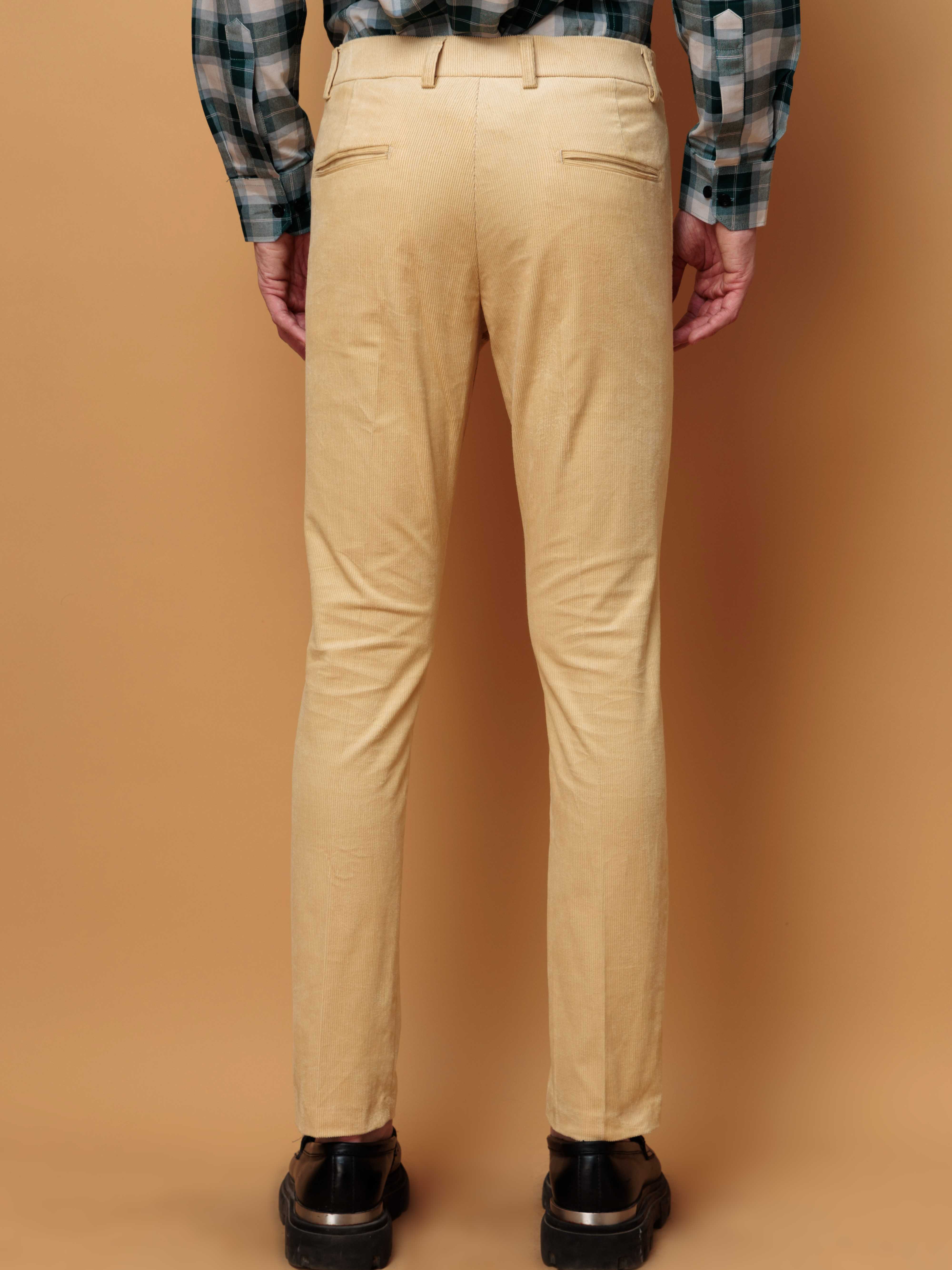 FOOMER YELLOW CORDUROY RELAXED FIT TROUSERS FOR MEN'S