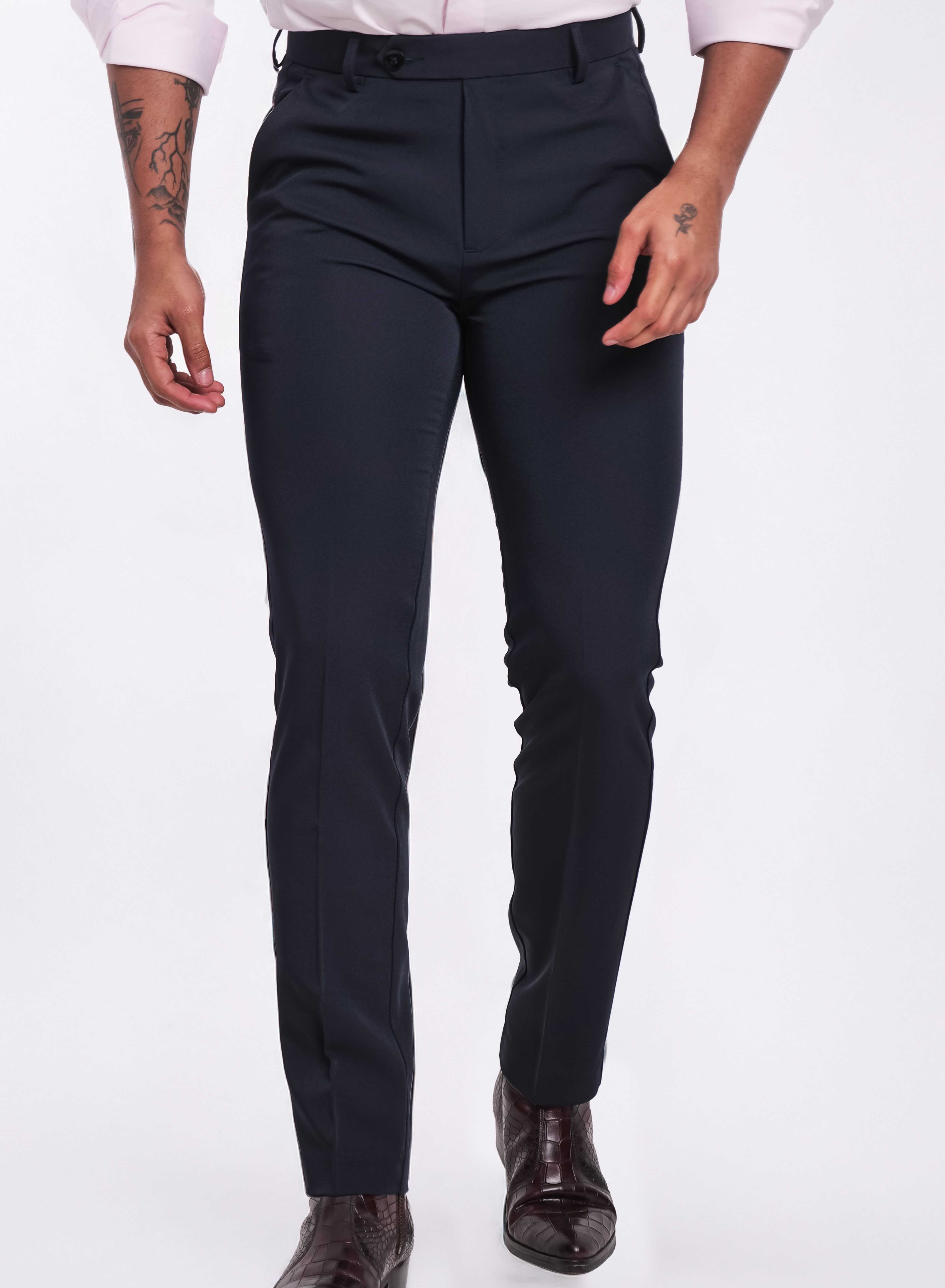 Foomer Formal Dark Navy Trouser Pant For Men's