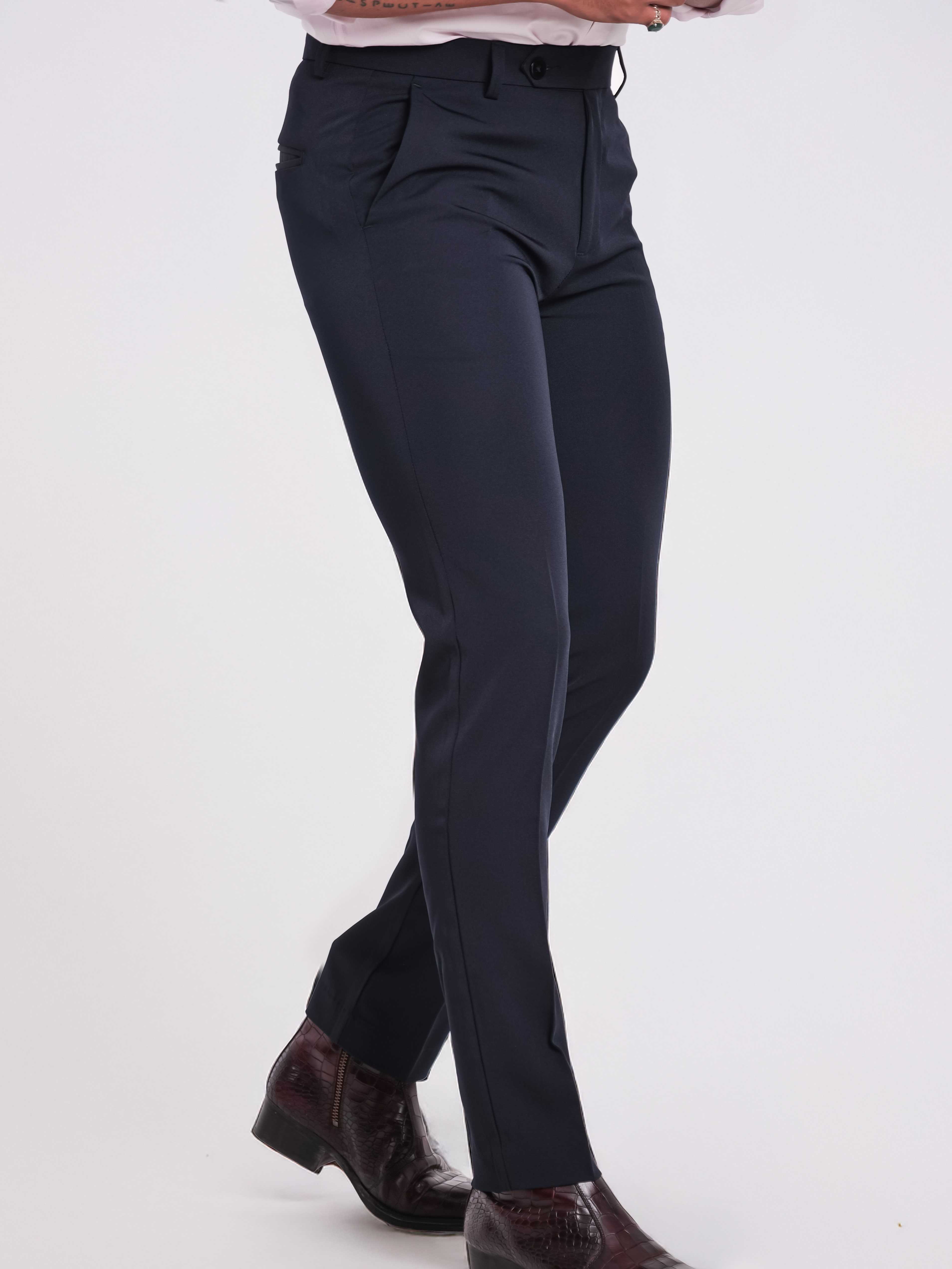 Foomer Formal Dark Navy Trouser Pant For Men's