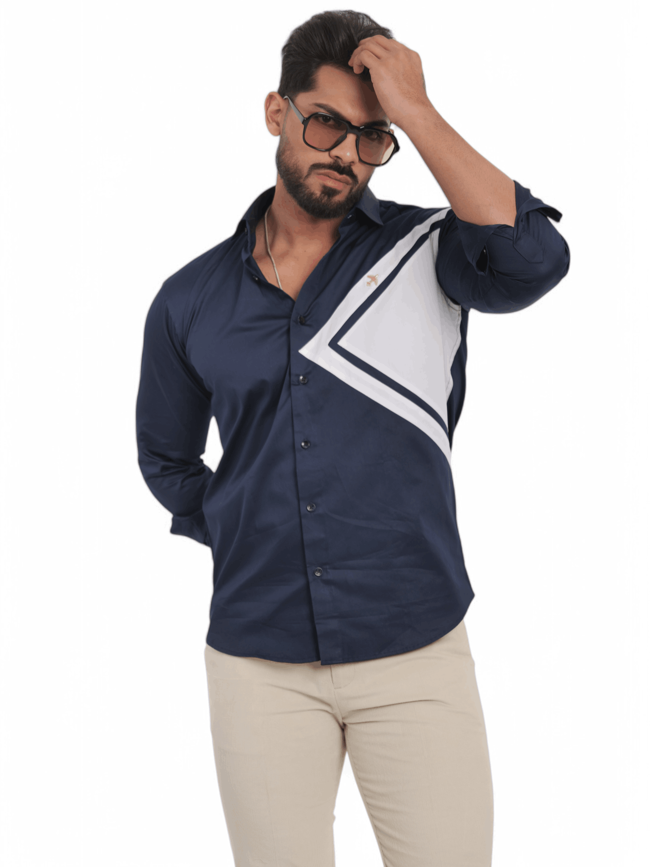 FOOMER NAVY CUT N SEW DESIGNER SHIRT FOR MEN'S