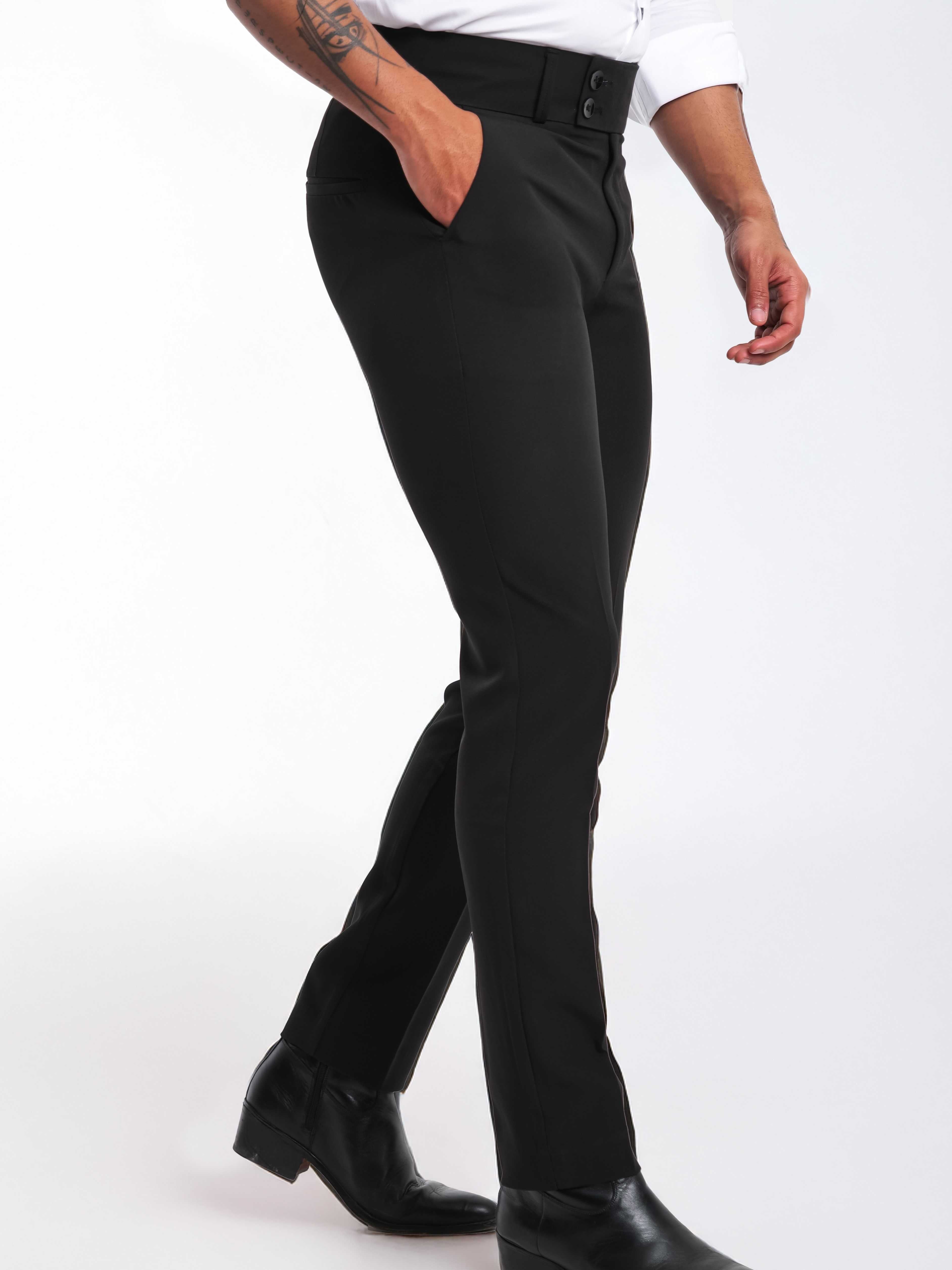 Foomer Designer Dark Black Trouser Pant For Men's