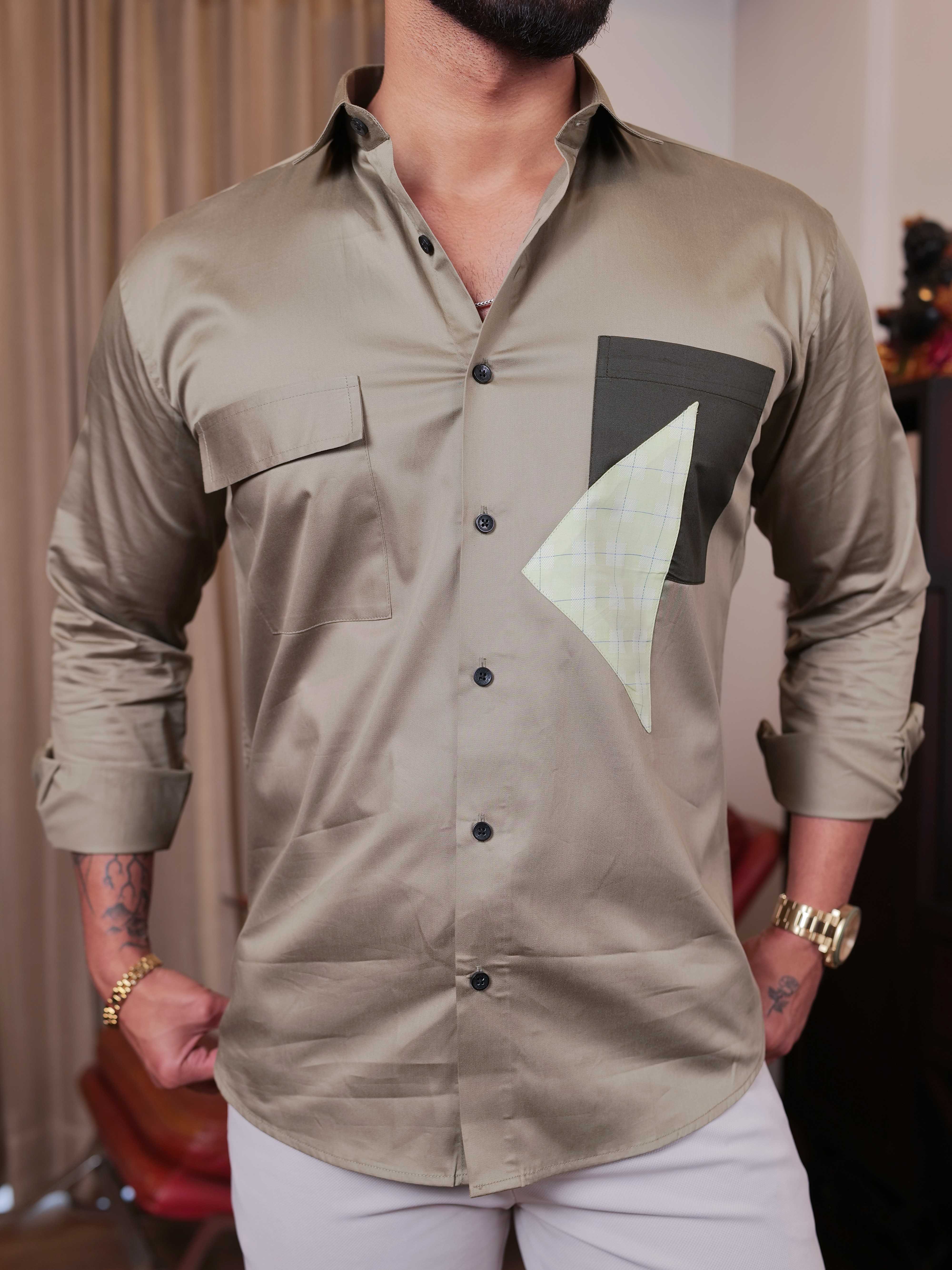 FOOMER GREEN DESIGNER SHIRT FOR MEN'S