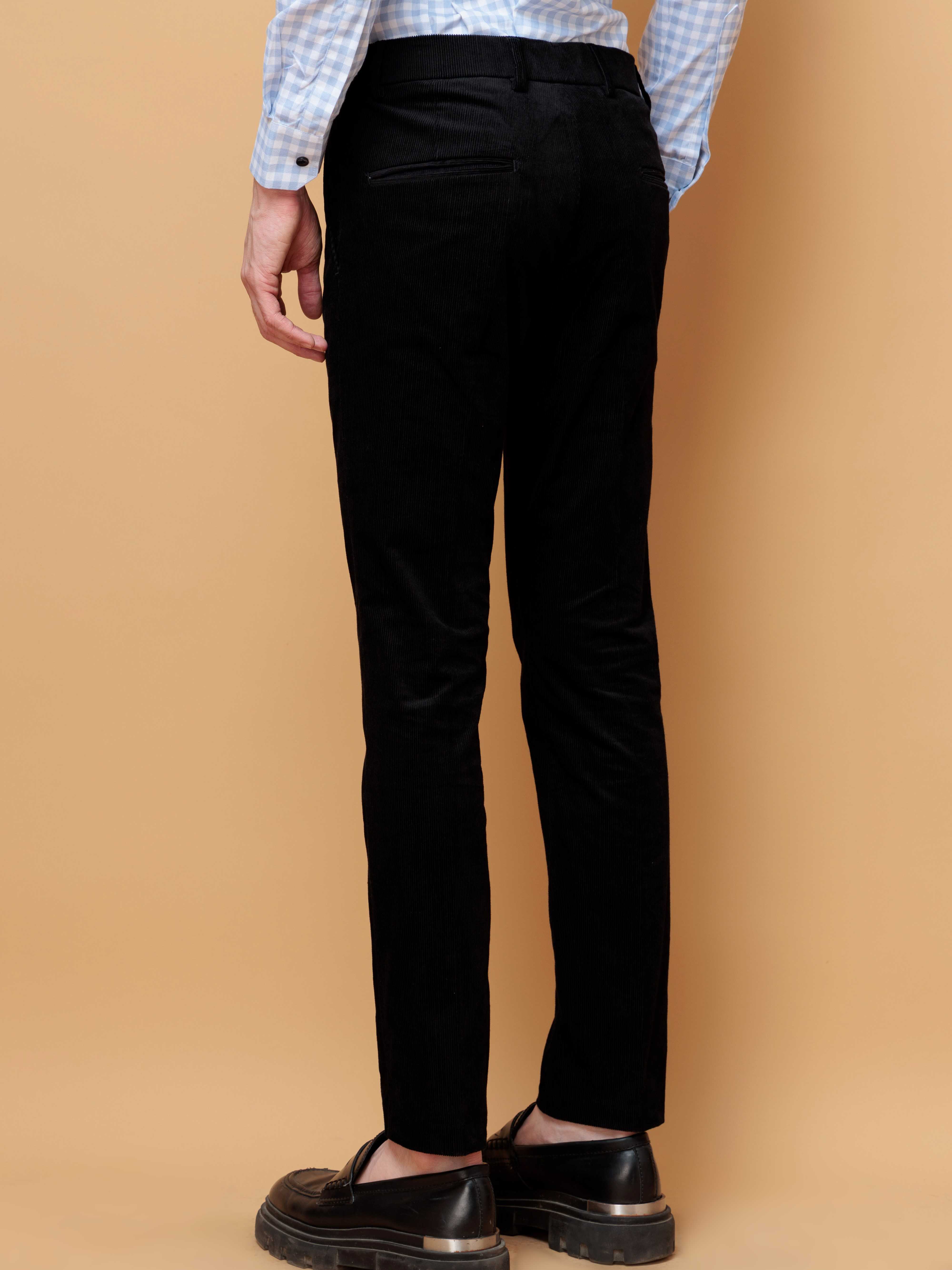 FOOMER BLACK CORDUROY RELAXED FIT TROUSERS FOR MEN'S