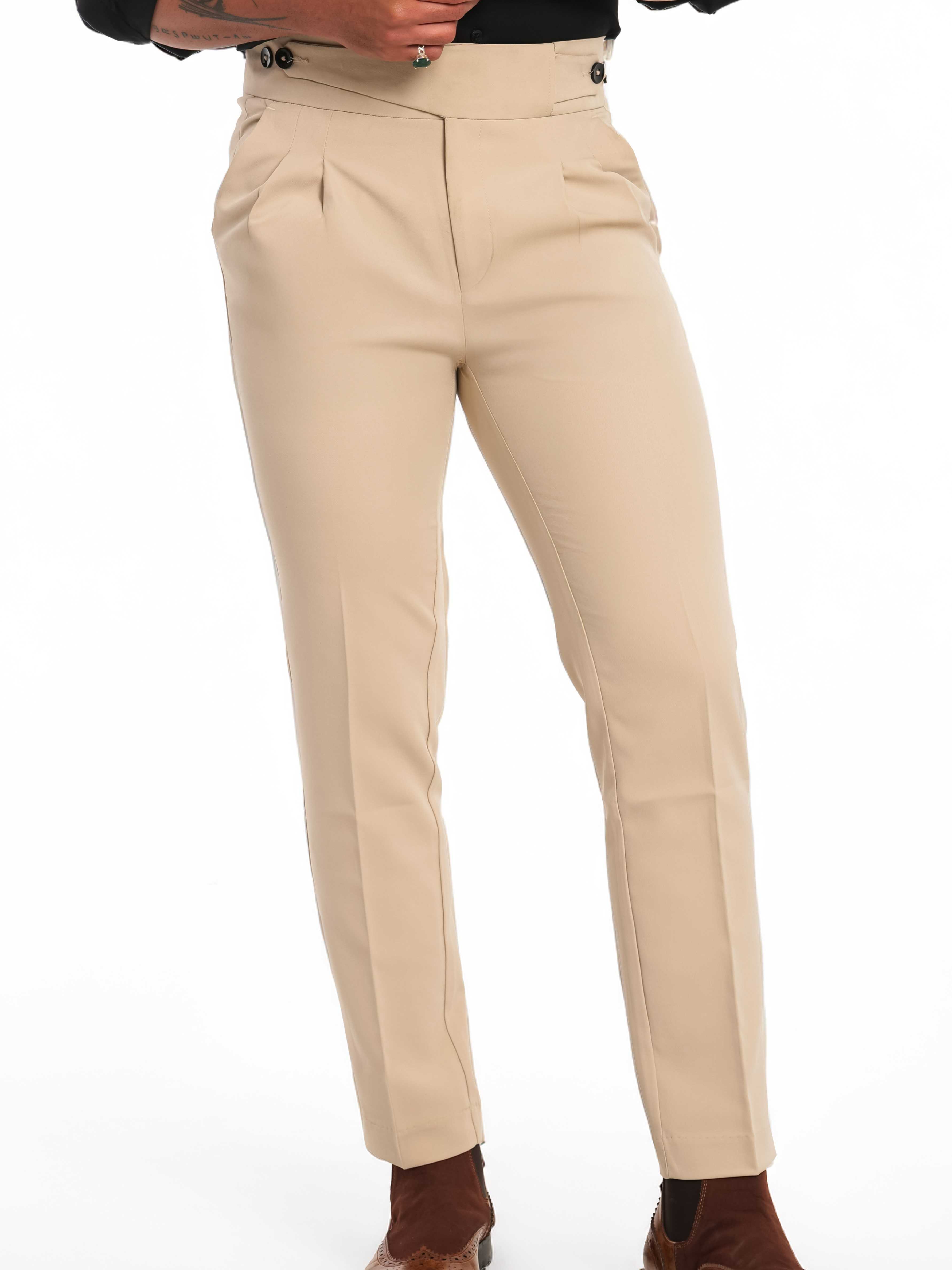 Foomer Designer Cream Gurkha Trouser Pant For Men's
