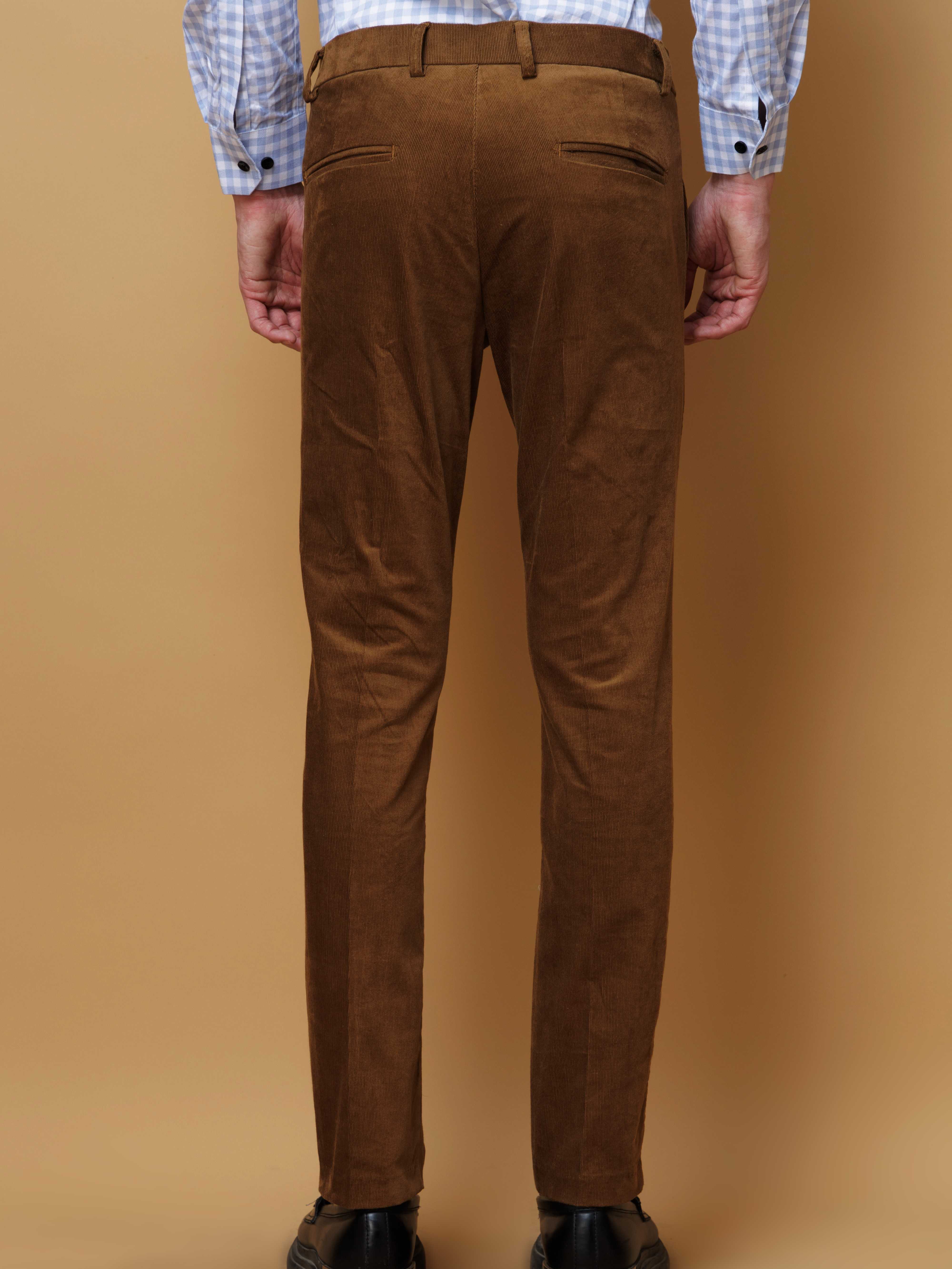 FOOMER MUSTARD YELLOW CORDUROY RELAXED FIT TROUSERS FOR MEN'S