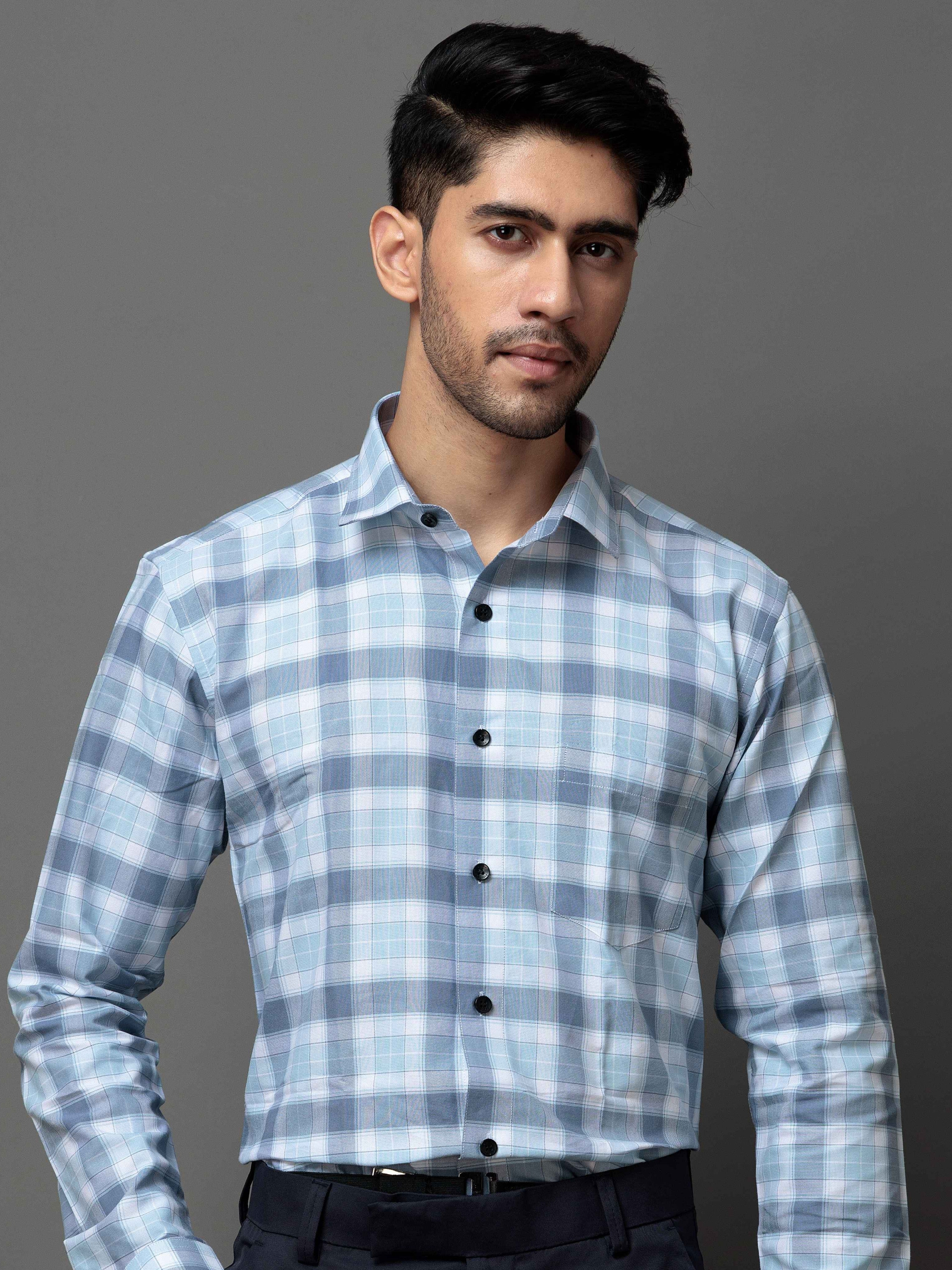 SQUARE SKY CHECKED COTTON CASUAL SHIRT FOR MEN'S