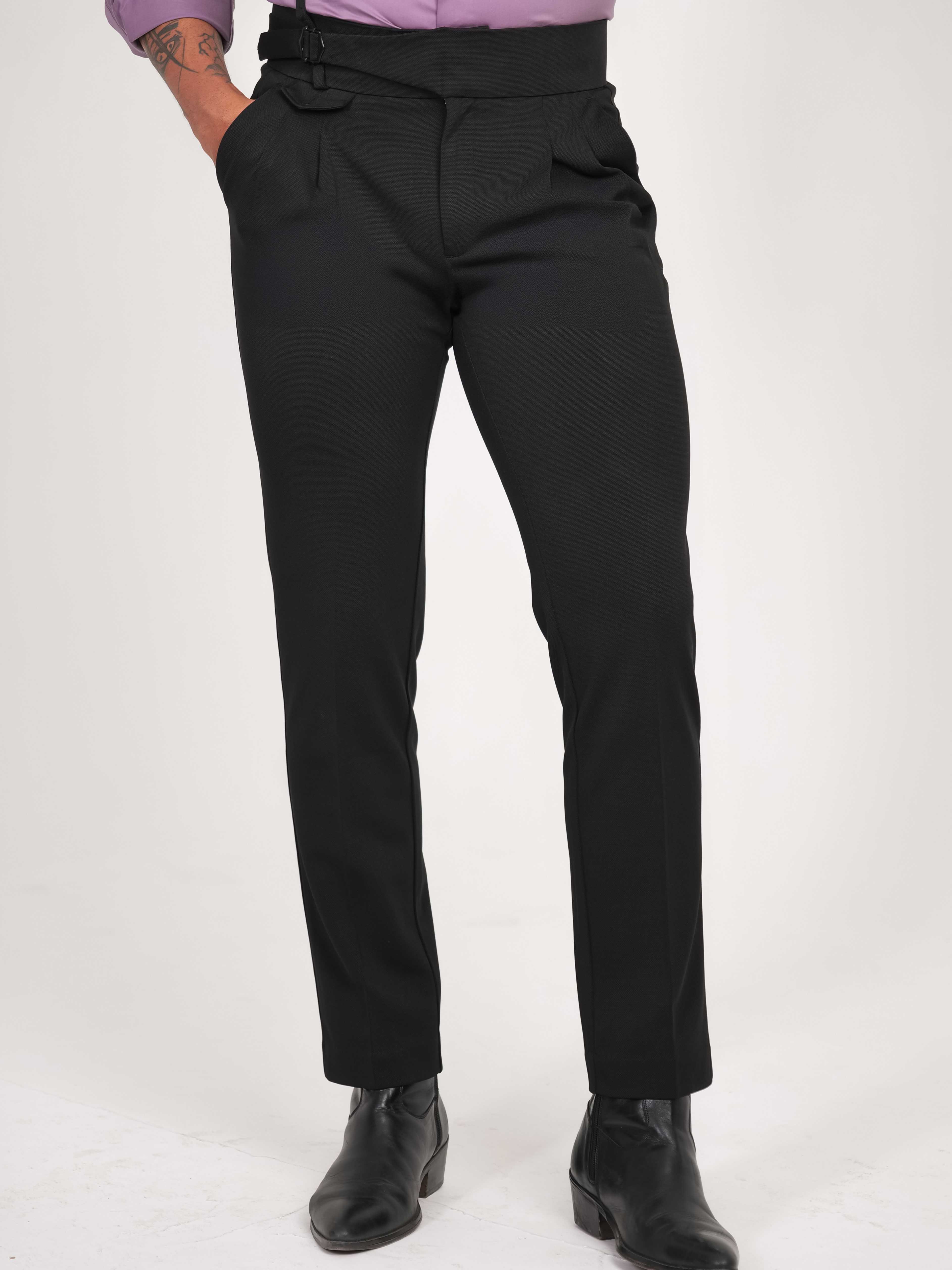Foomer Formal Dark Black Trouser Pant For Men's