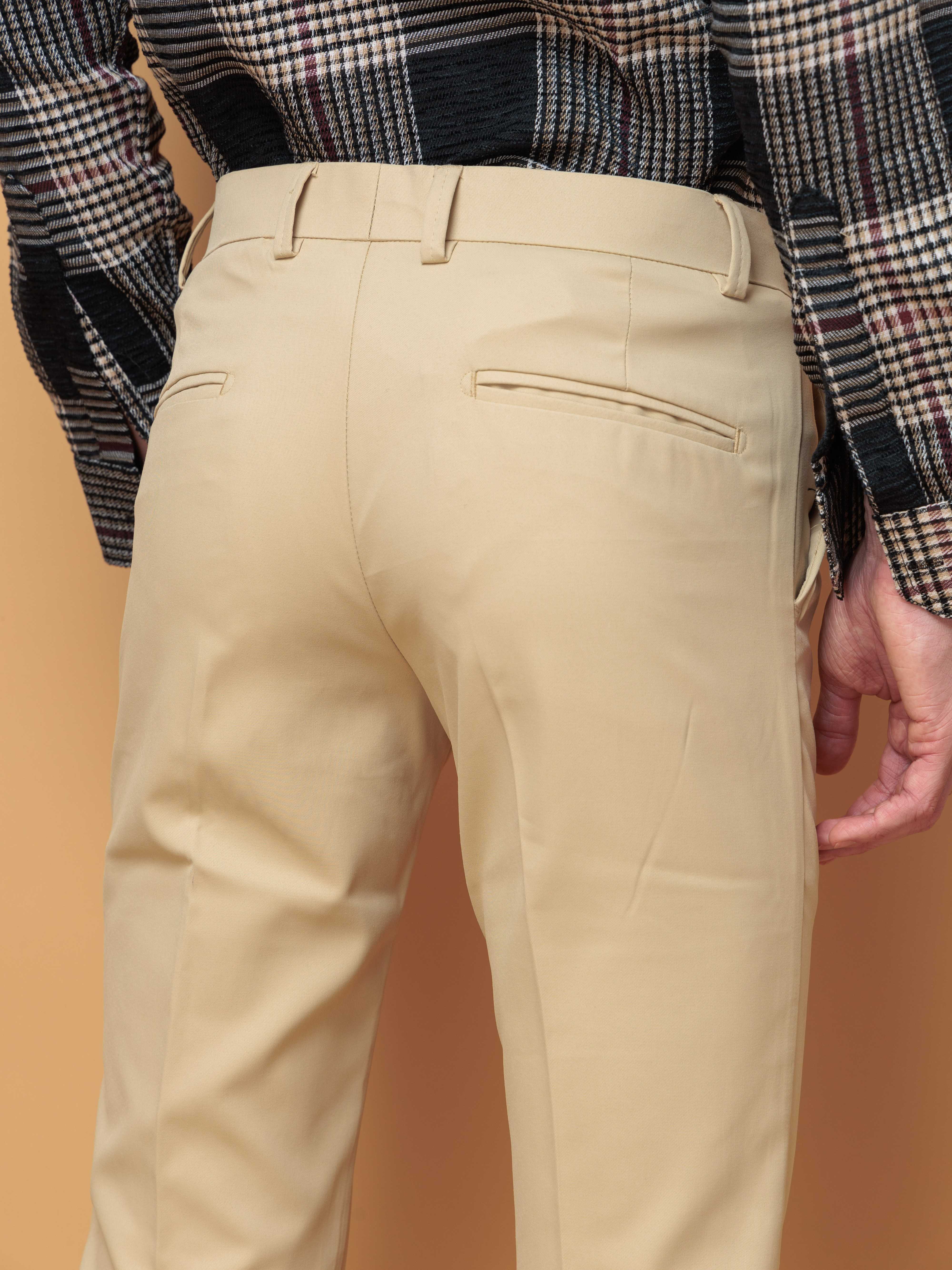 Foomer Formal Cream Pant For Men's