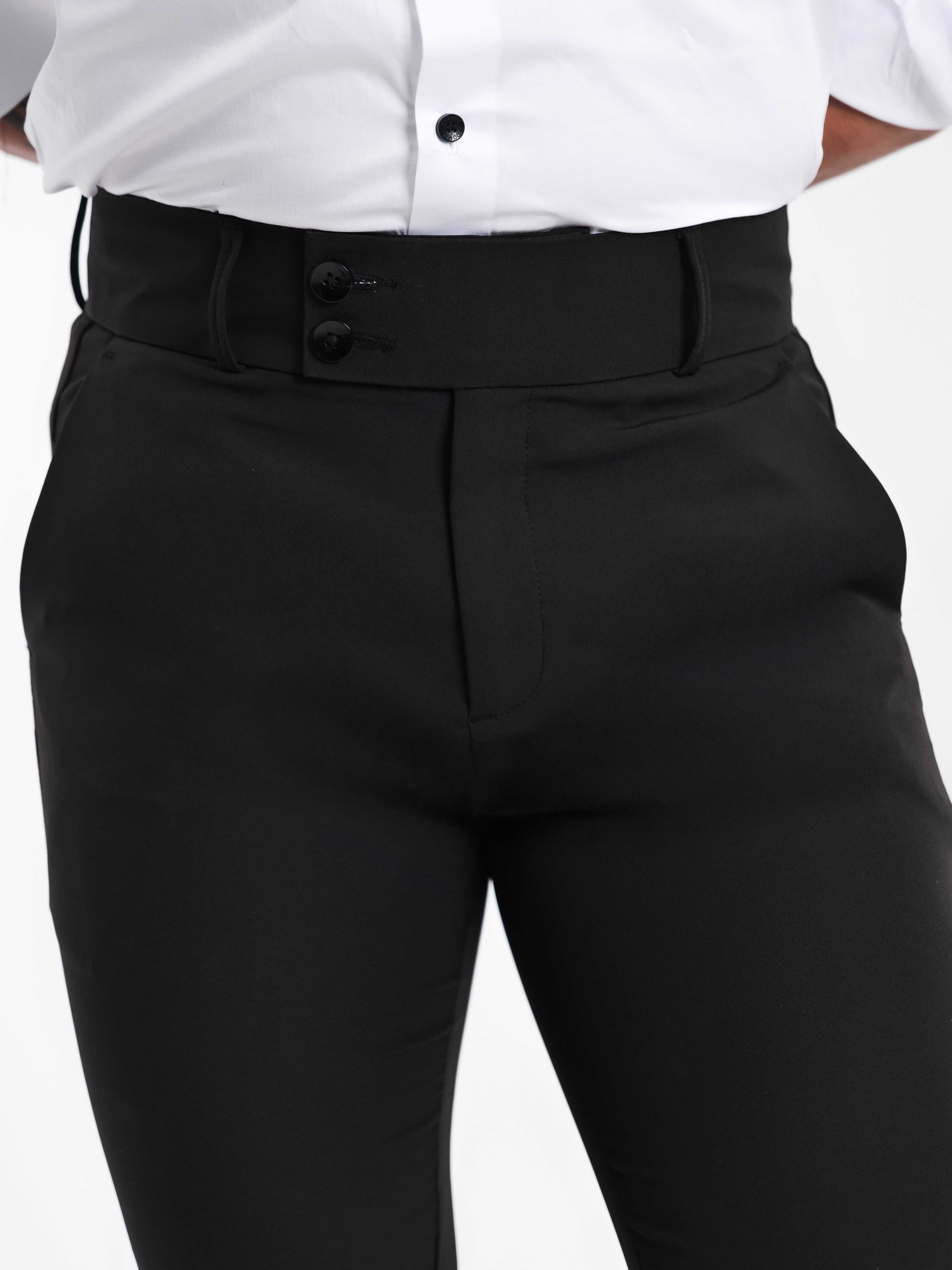 Foomer Designer Dark Black Trouser Pant For Men's