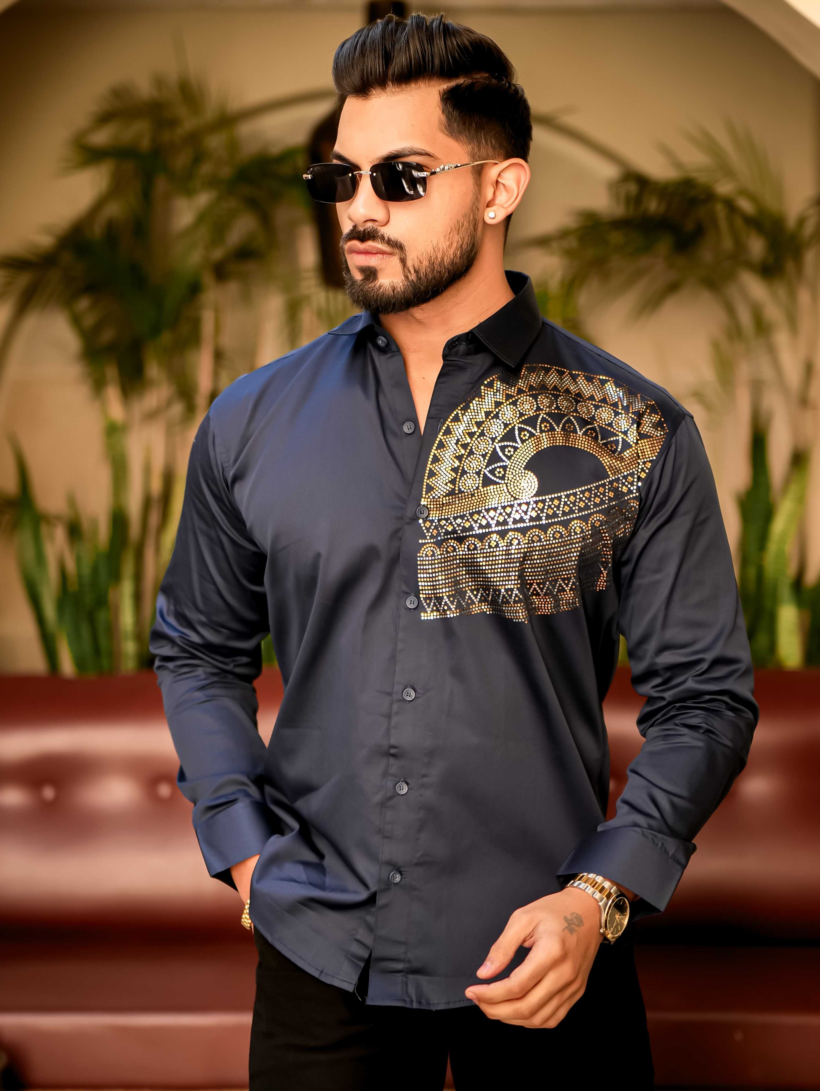 Navy Blue Simple Formal Wear For Men Art Navy Blue Sequence Club