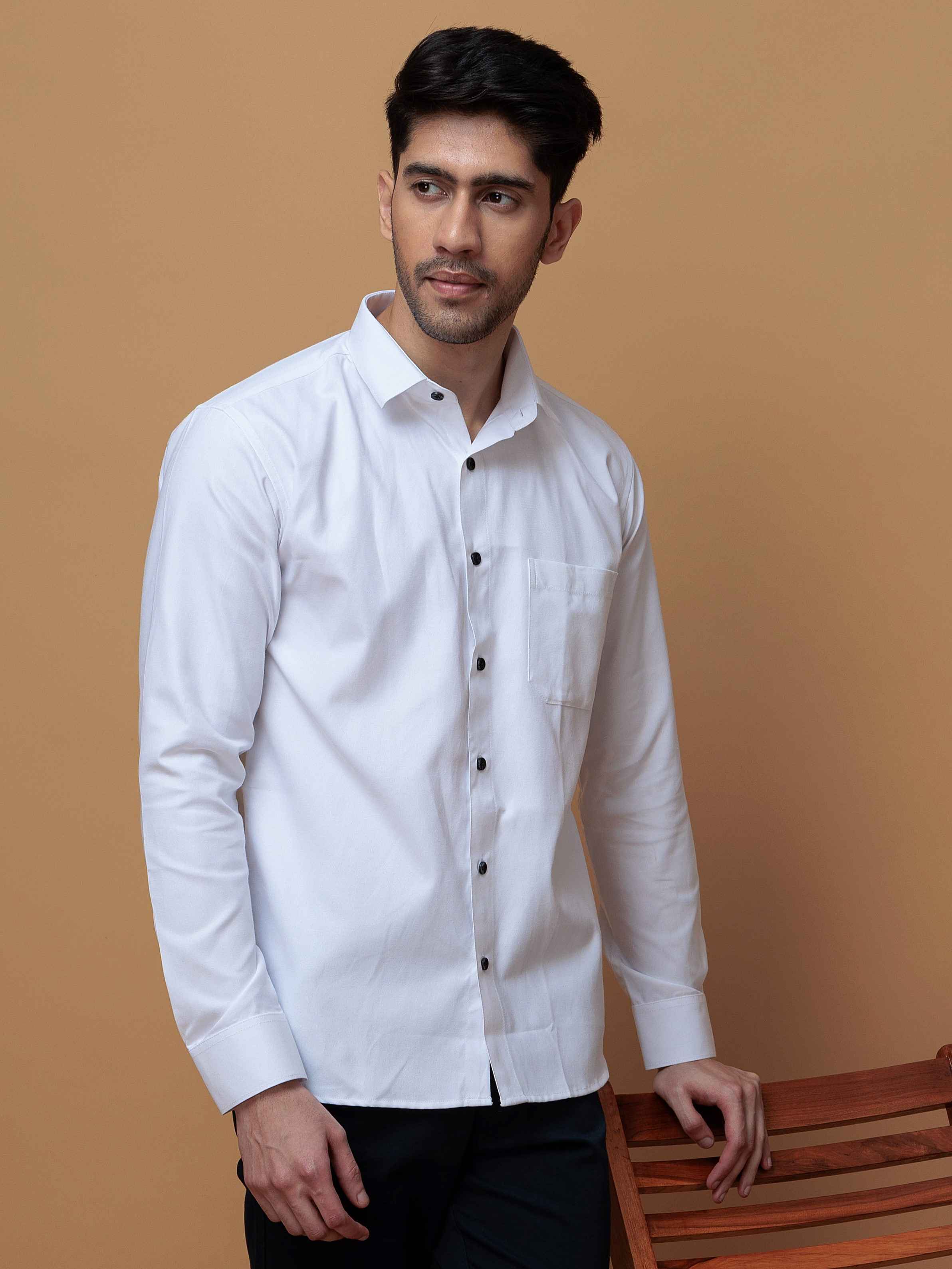 FORMAL WHITE PLAIN OXFORD COTTON CASUAL SHIRT FOR MEN'S