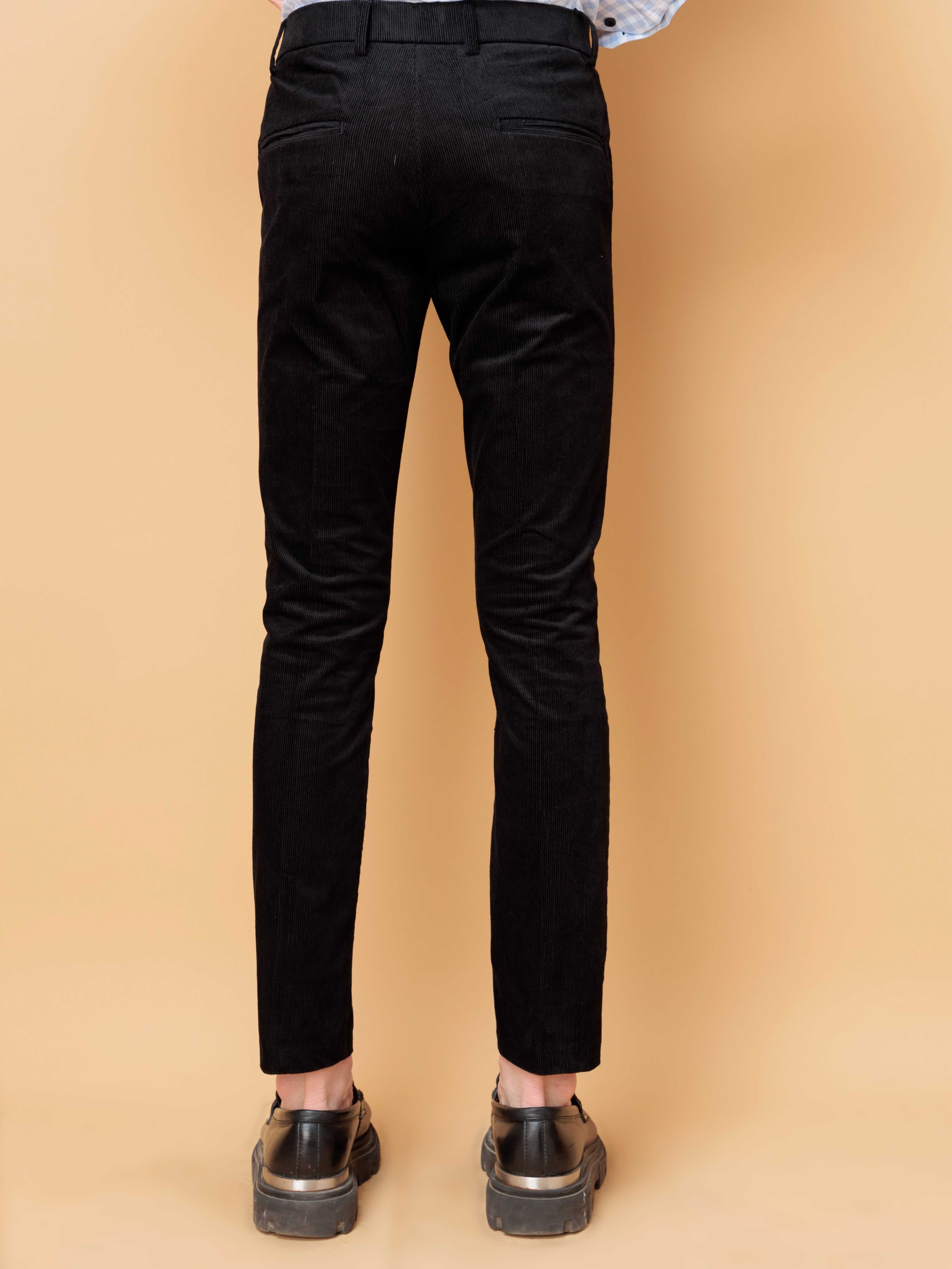 FOOMER BLACK CORDUROY RELAXED FIT TROUSERS FOR MEN'S