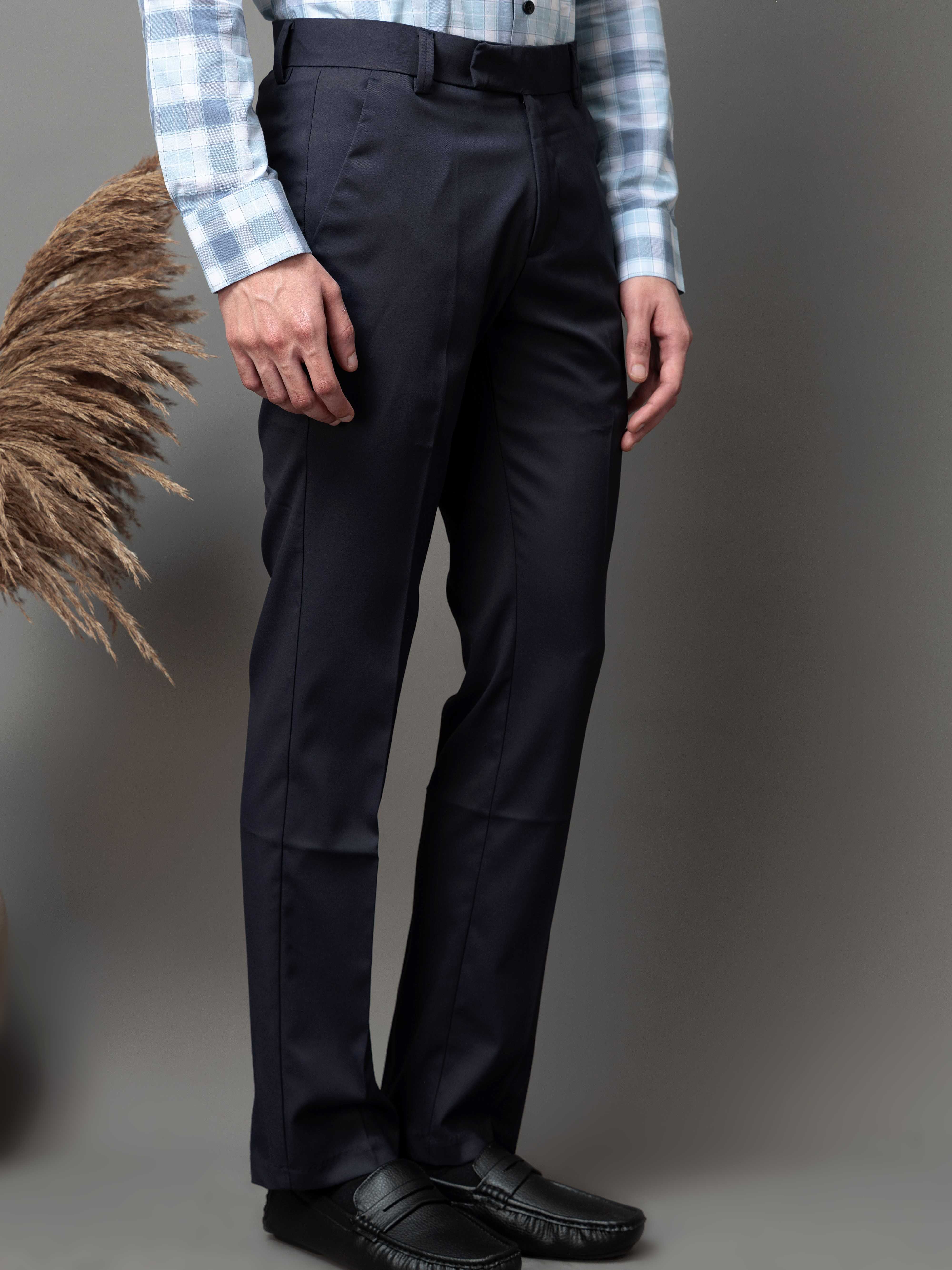 Foomer Formal Navy Pant For Men's