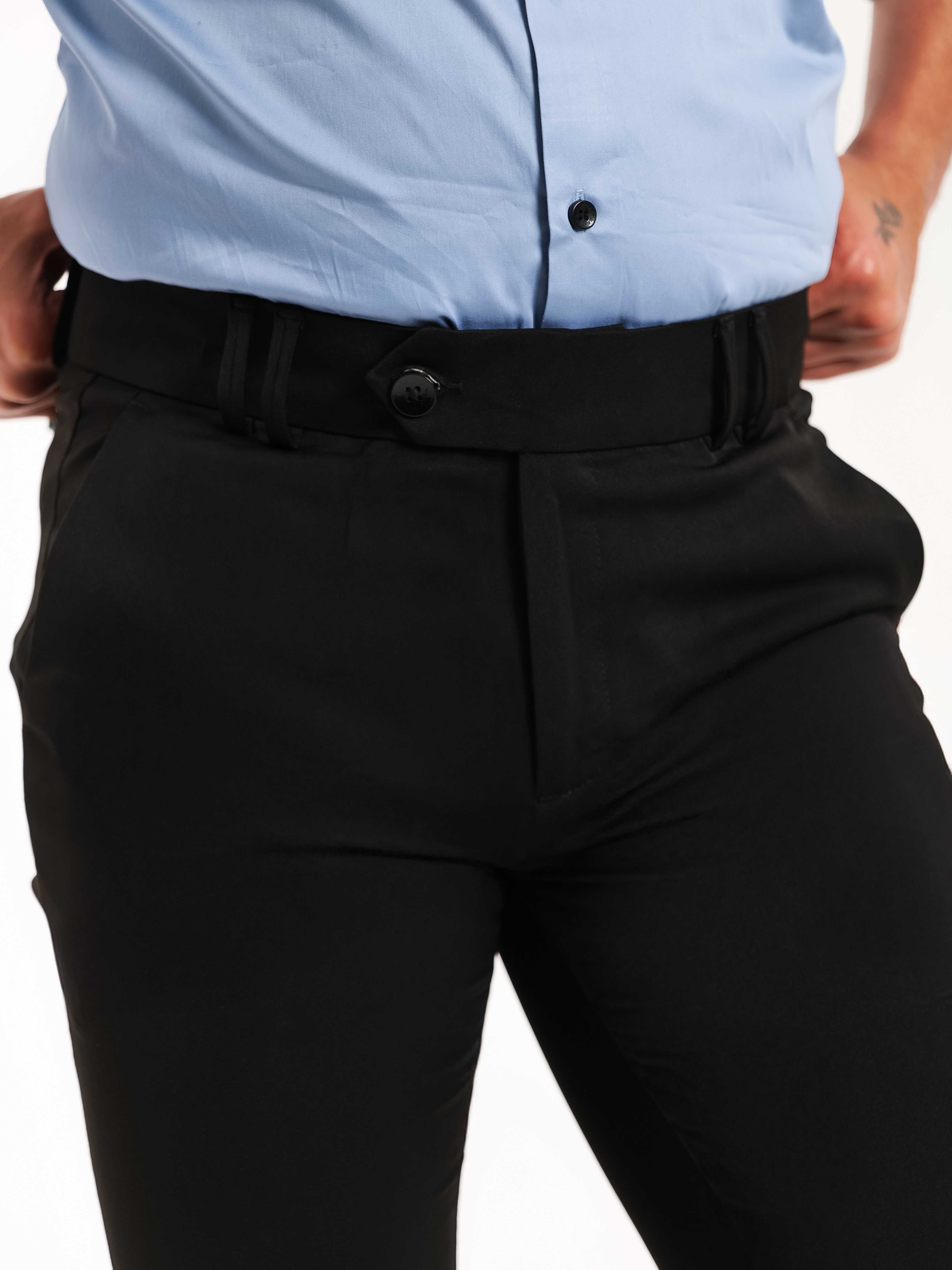 Foomer Formal Dark Black Trouser Pant For Men's