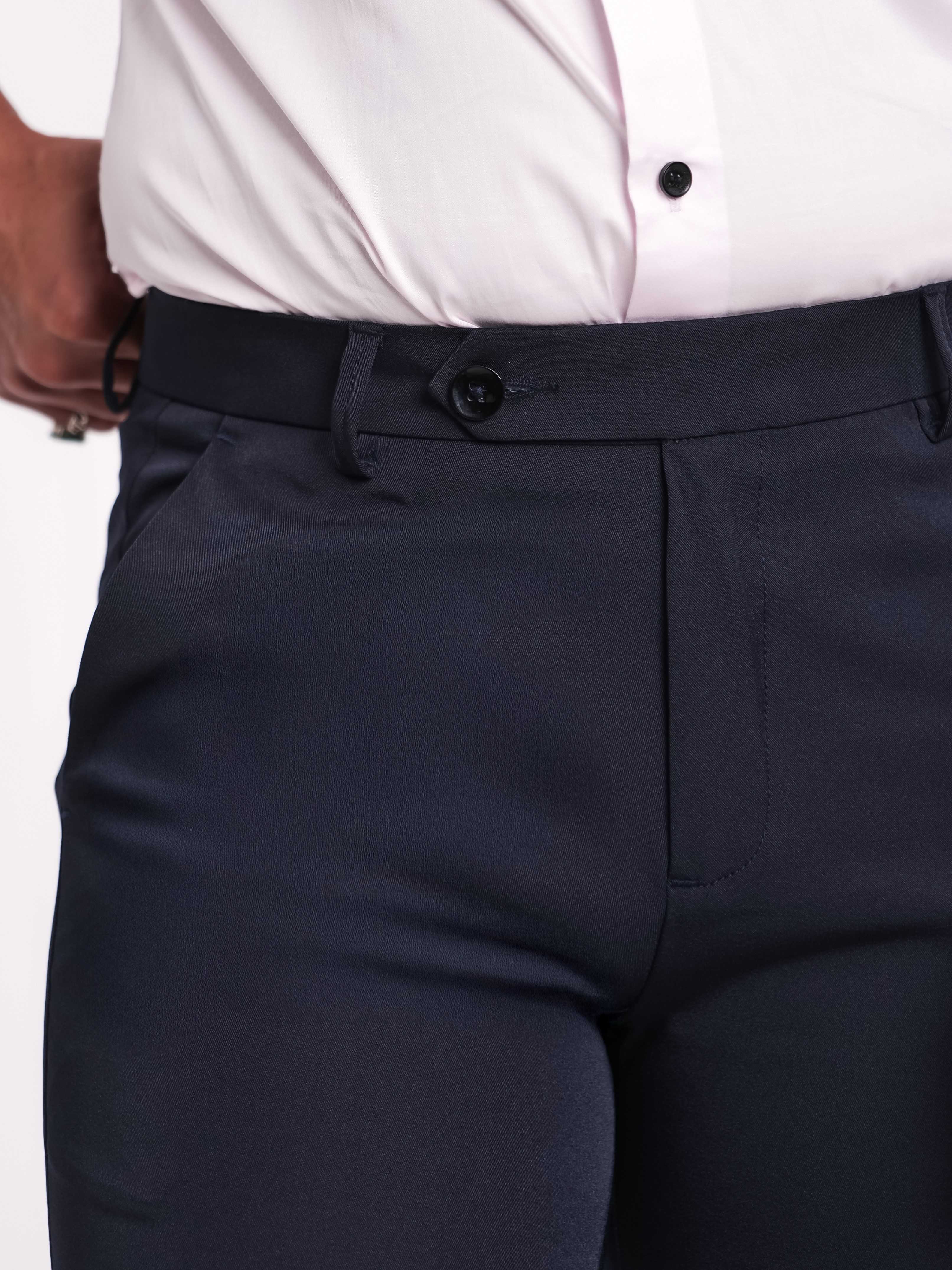 Foomer Formal Dark Navy Trouser Pant For Men's
