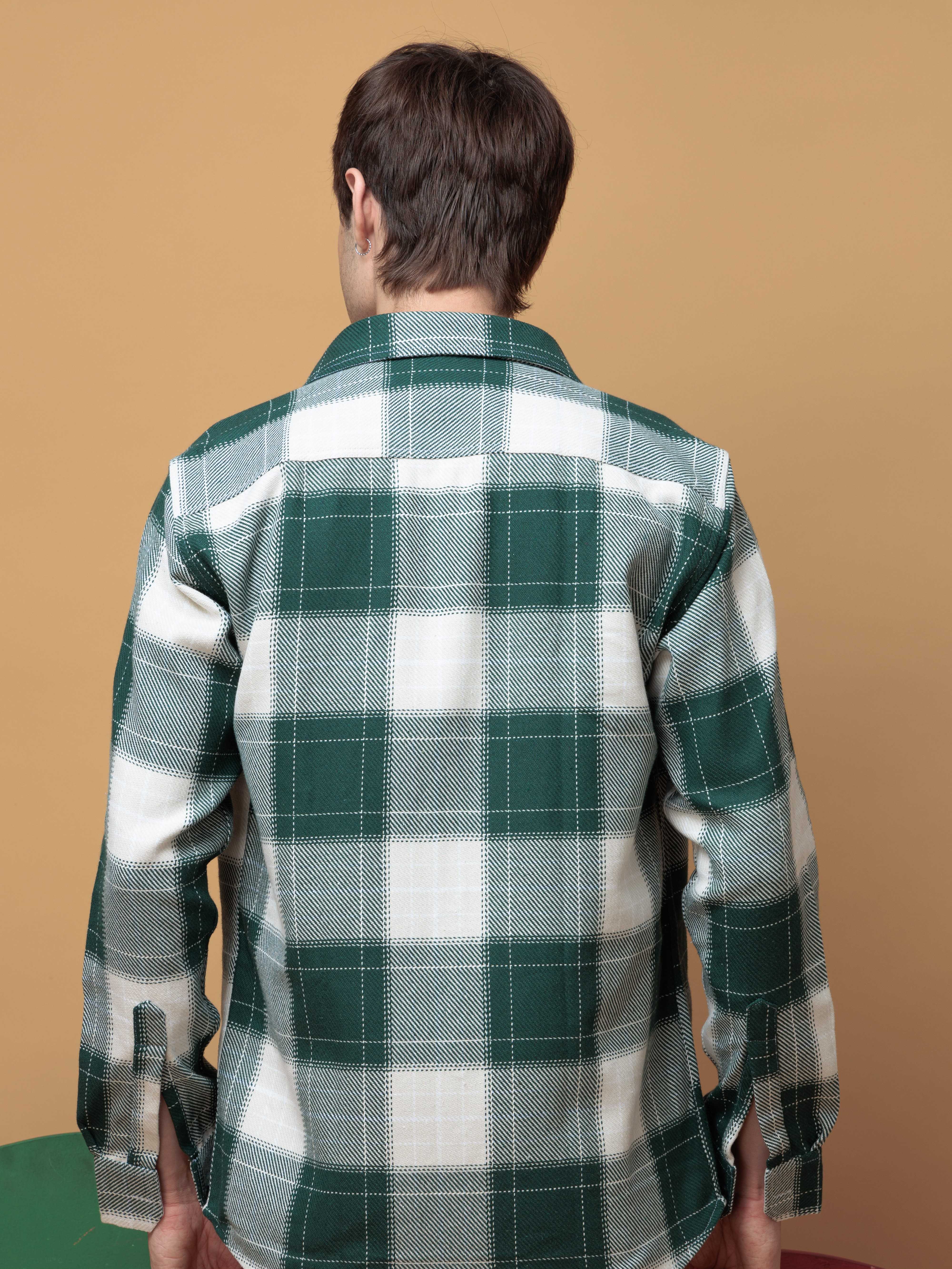 FOOMER TARTAN GREEN CHECKED CASUAL SHIRT FOR MEN'S