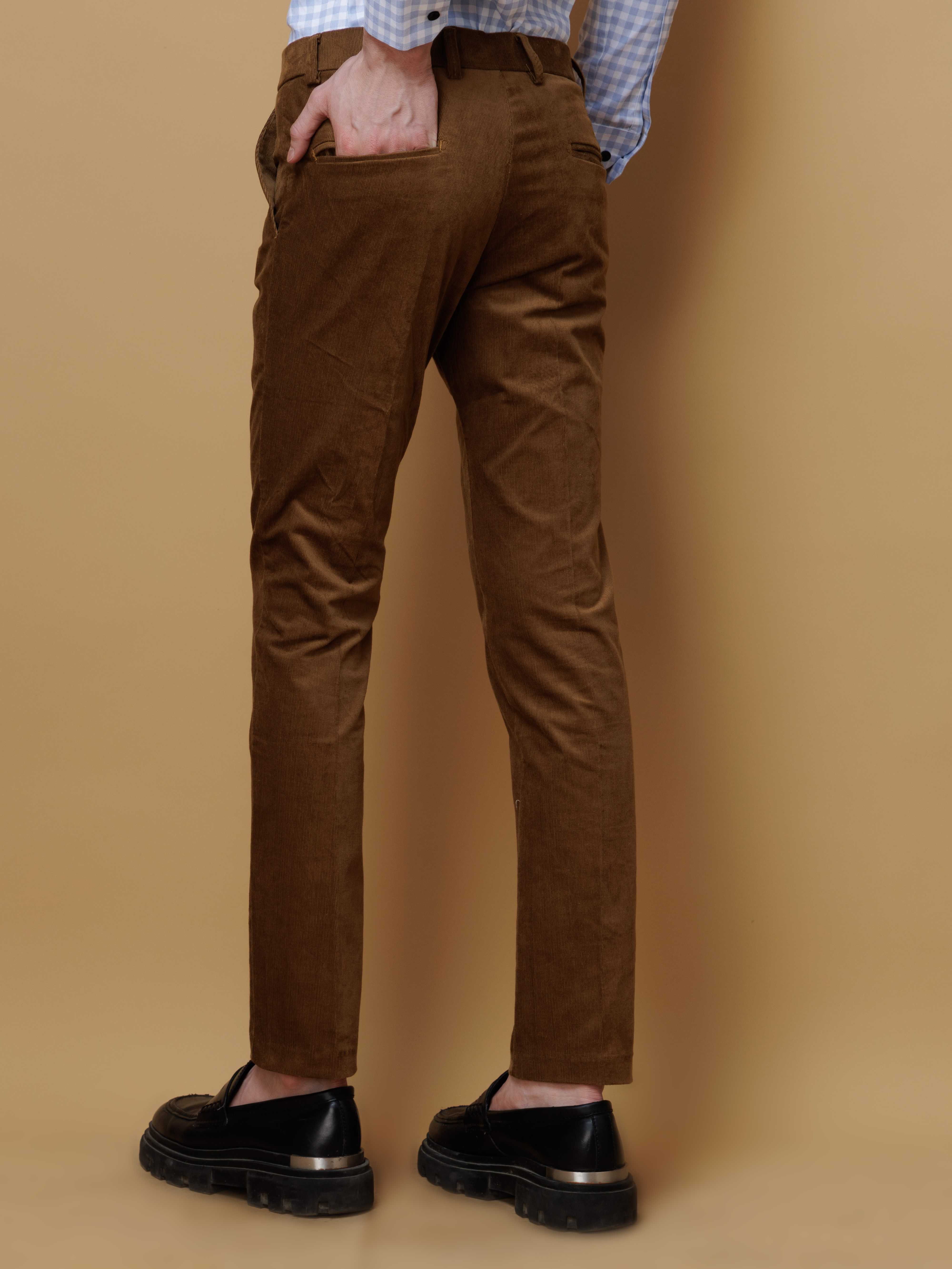 FOOMER MUSTARD YELLOW CORDUROY RELAXED FIT TROUSERS FOR MEN'S