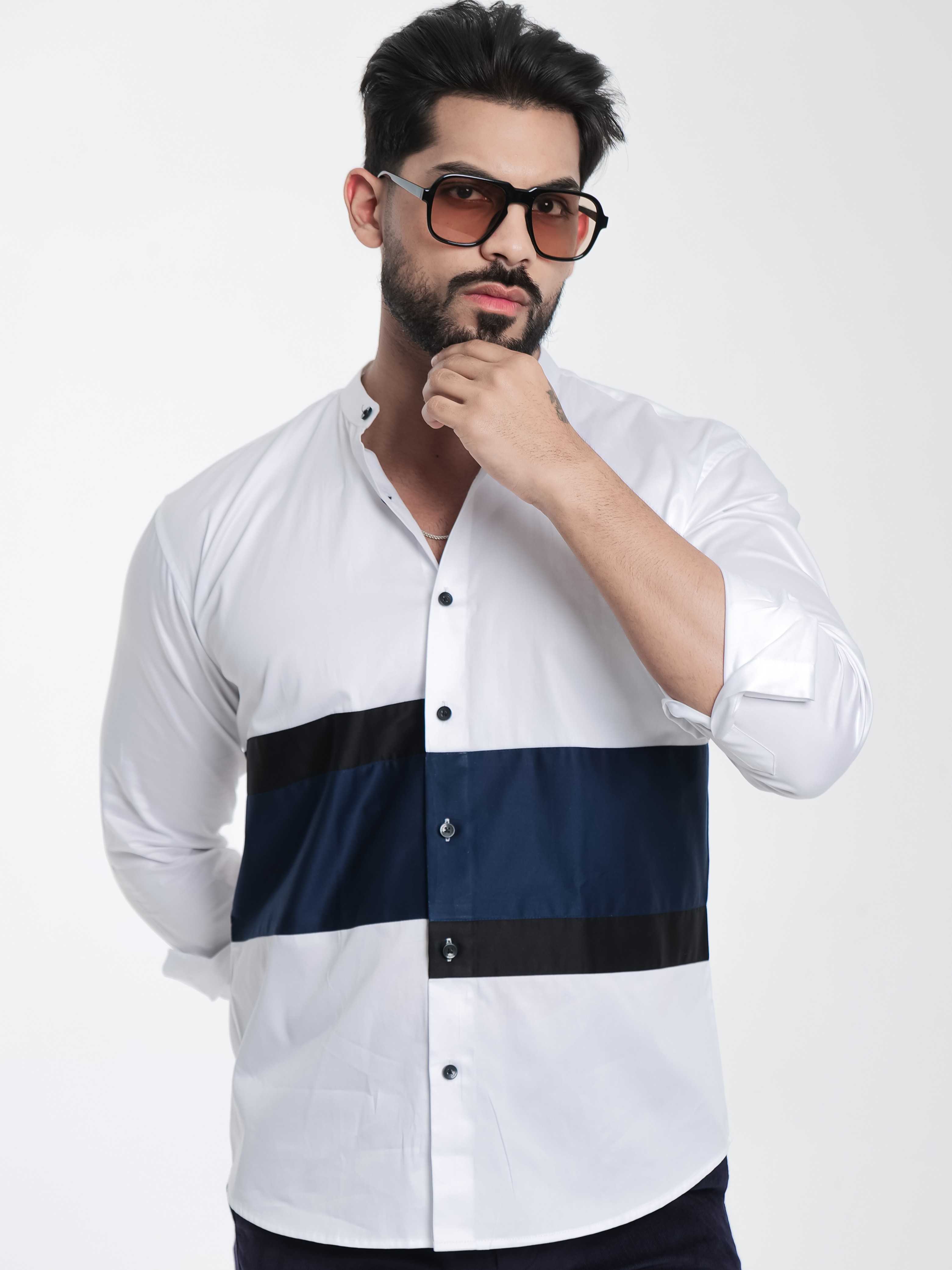 FOOMER WHITE CUT N SEW DESIGNER SHIRT FOR MEN'S
