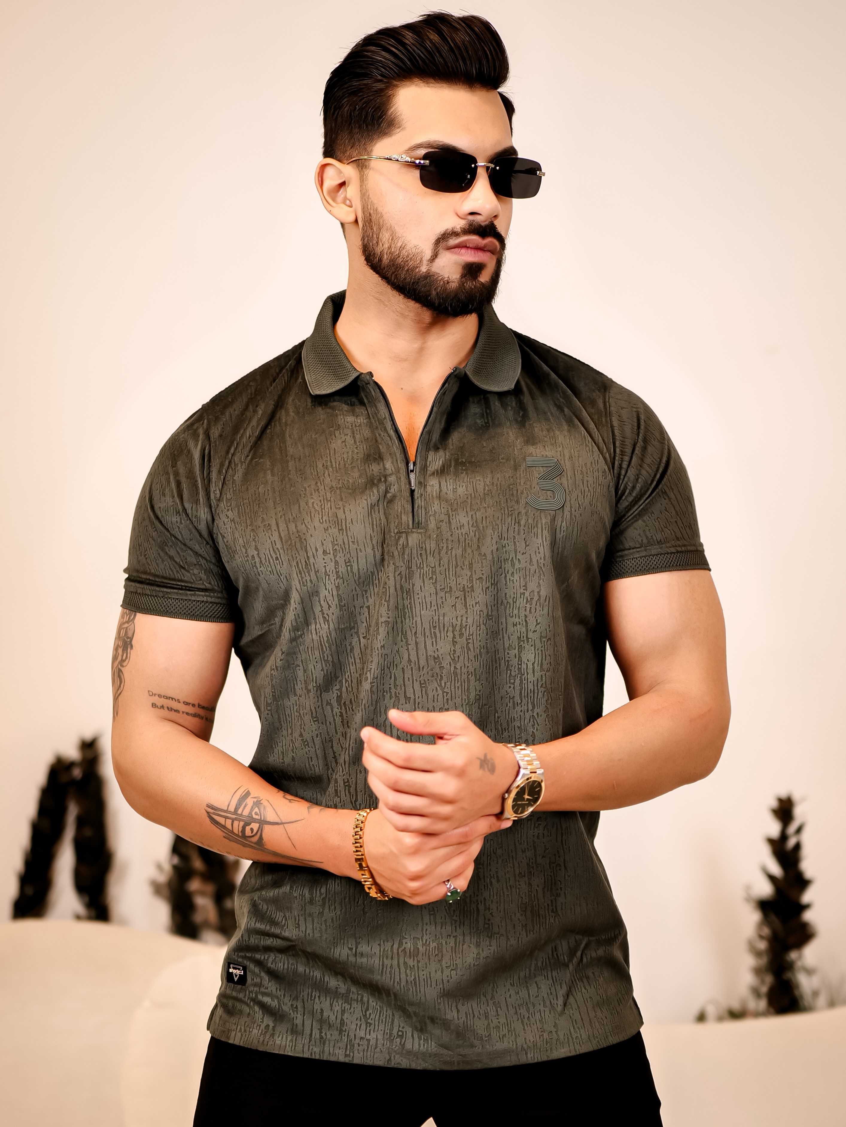 Olive Green Polo Imported Cotton Half Sleeve Premium Designer T-Shirt