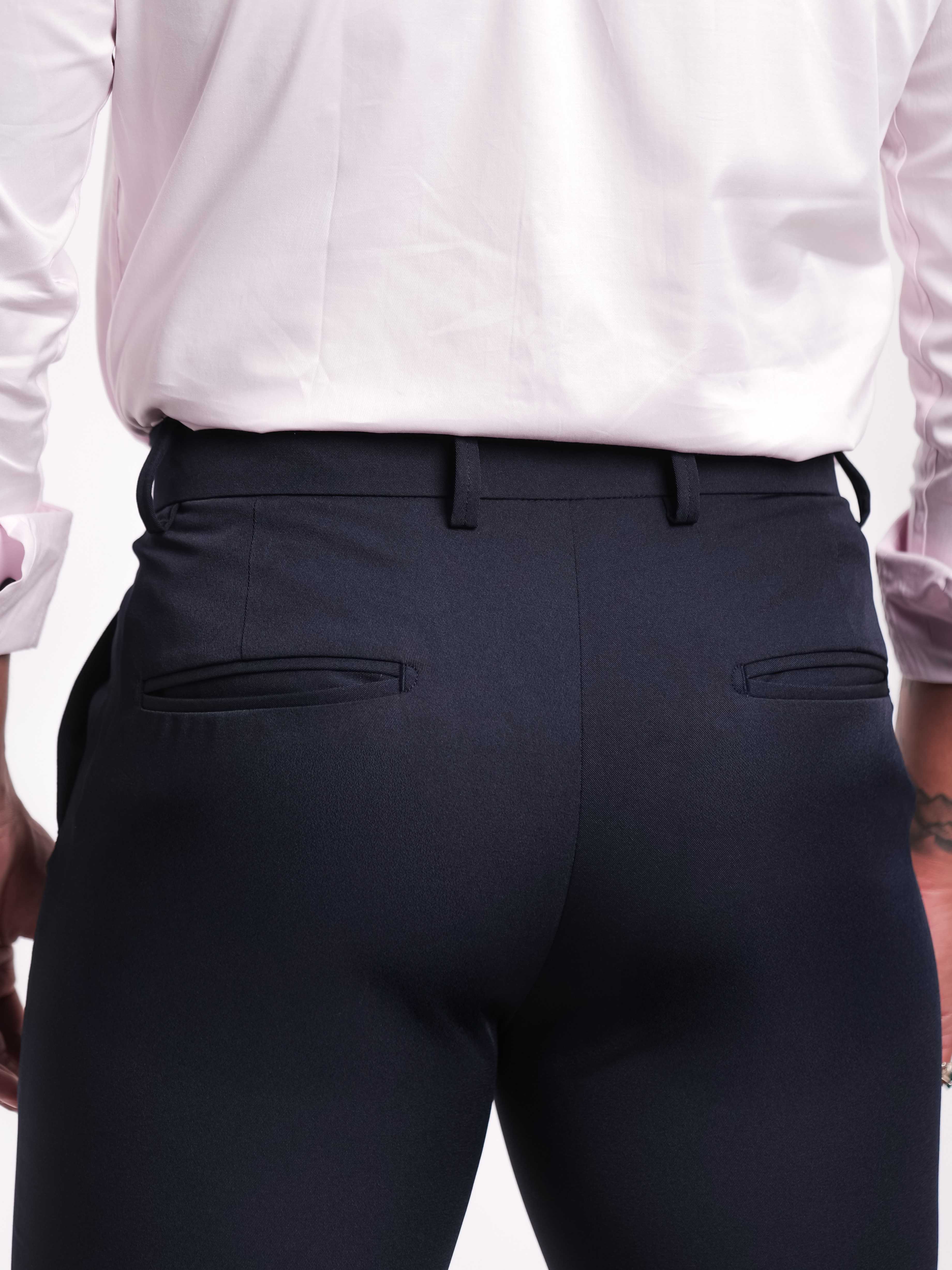 Foomer Formal Dark Navy Trouser Pant For Men's
