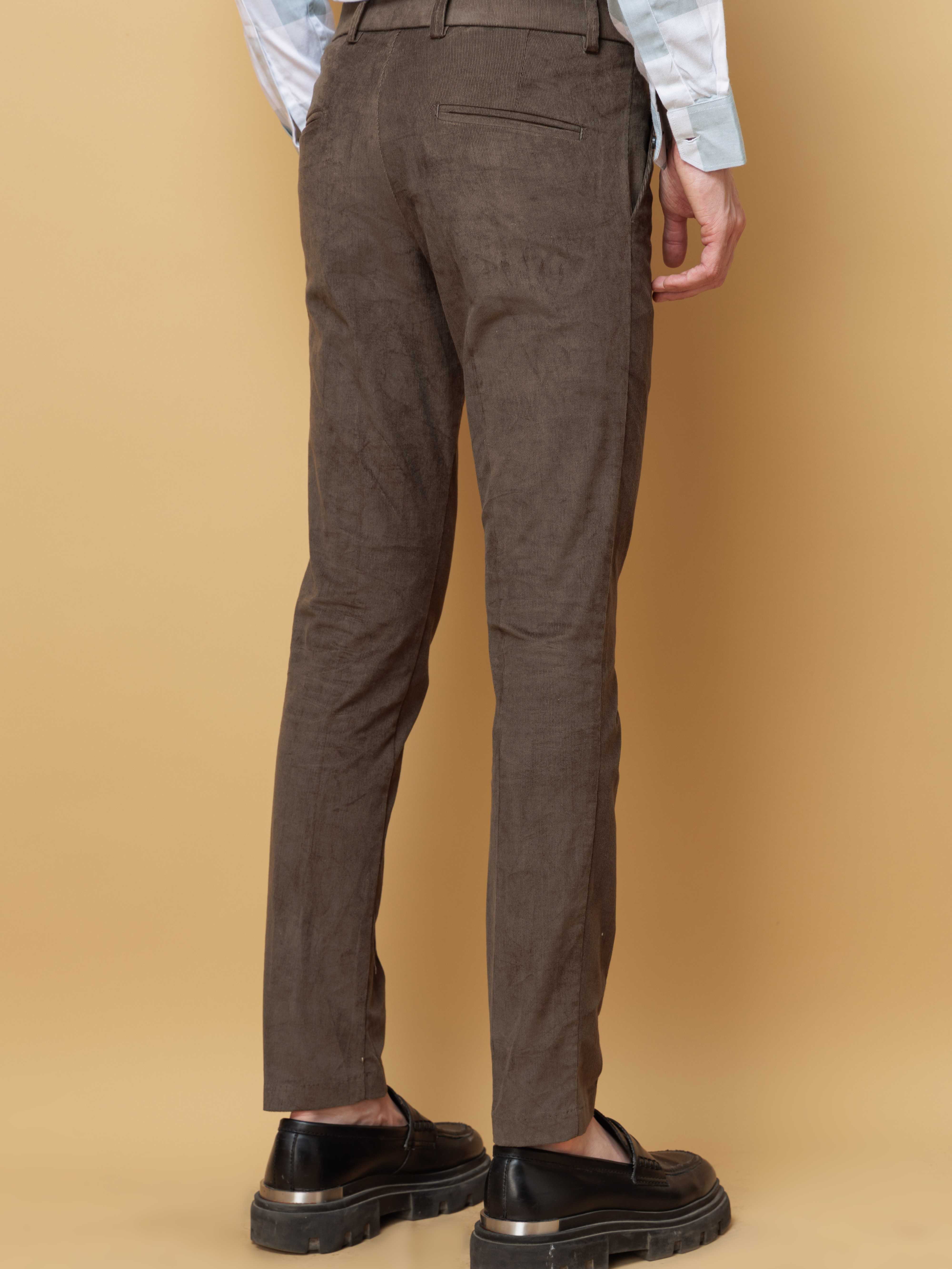 FOOMER OLIVE CORDUROY RELAXED FIT TROUSERS FOR MEN'S