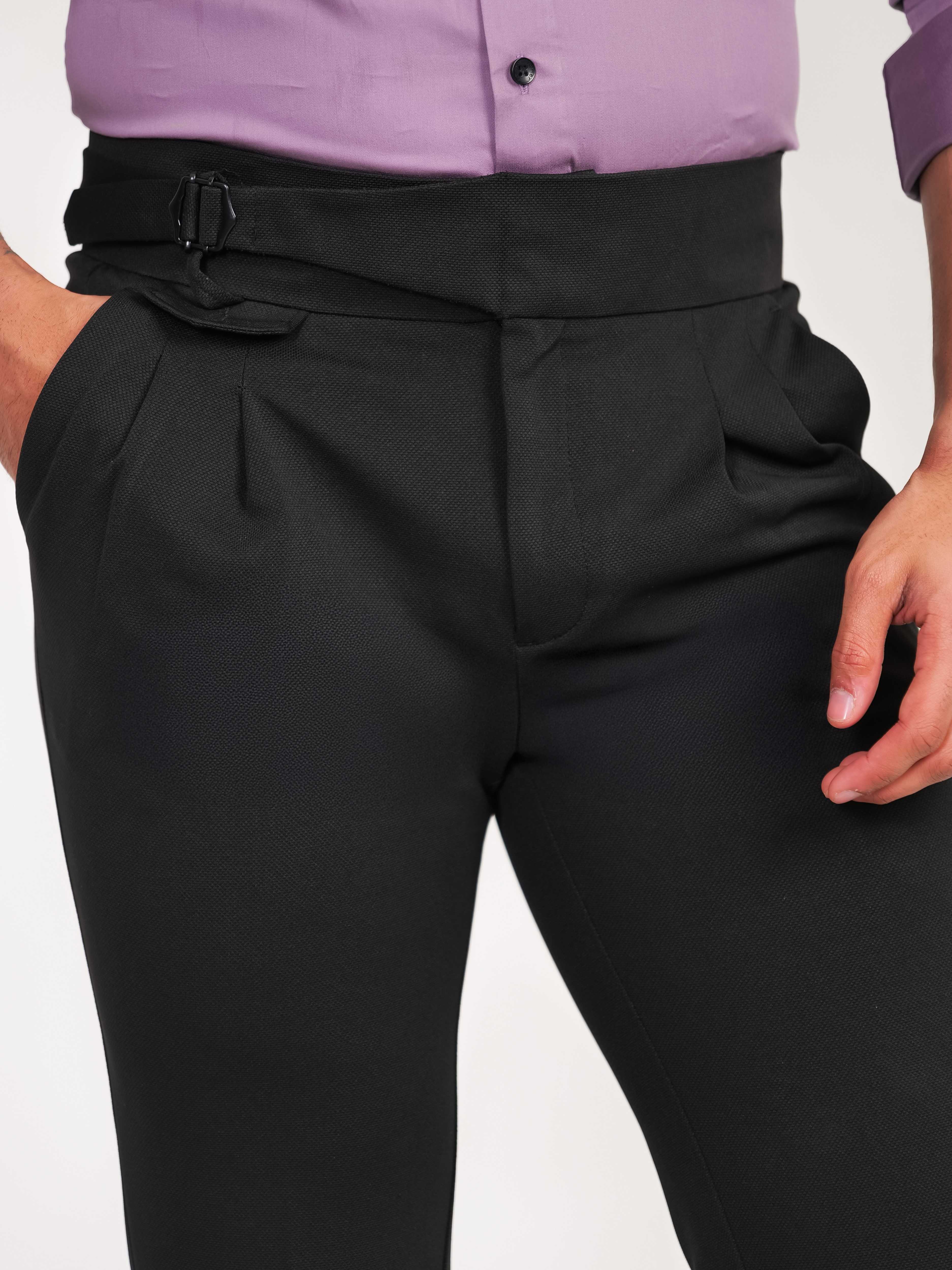 Foomer Formal Dark Black Trouser Pant For Men's