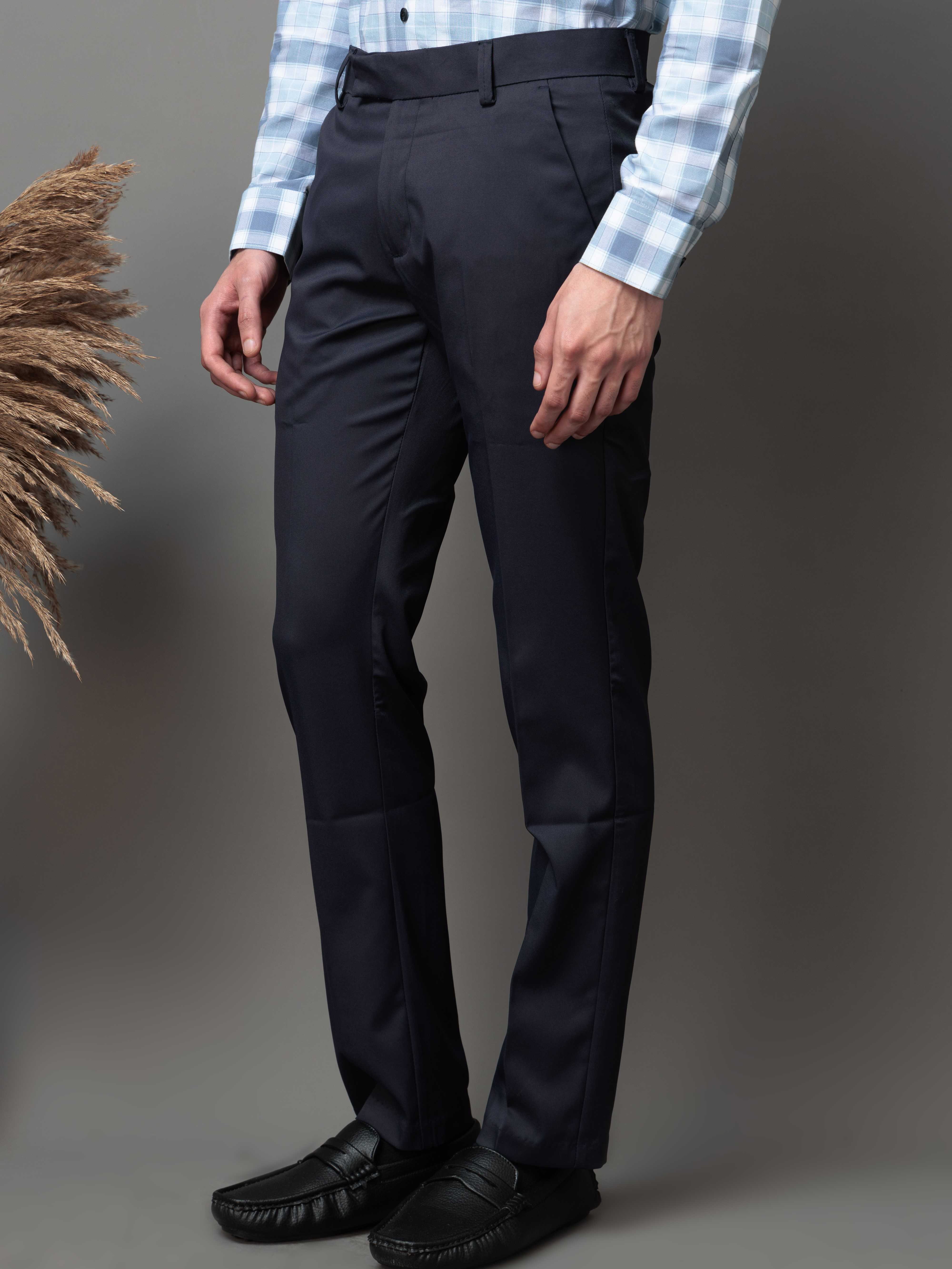 Foomer Formal Navy Pant For Men's