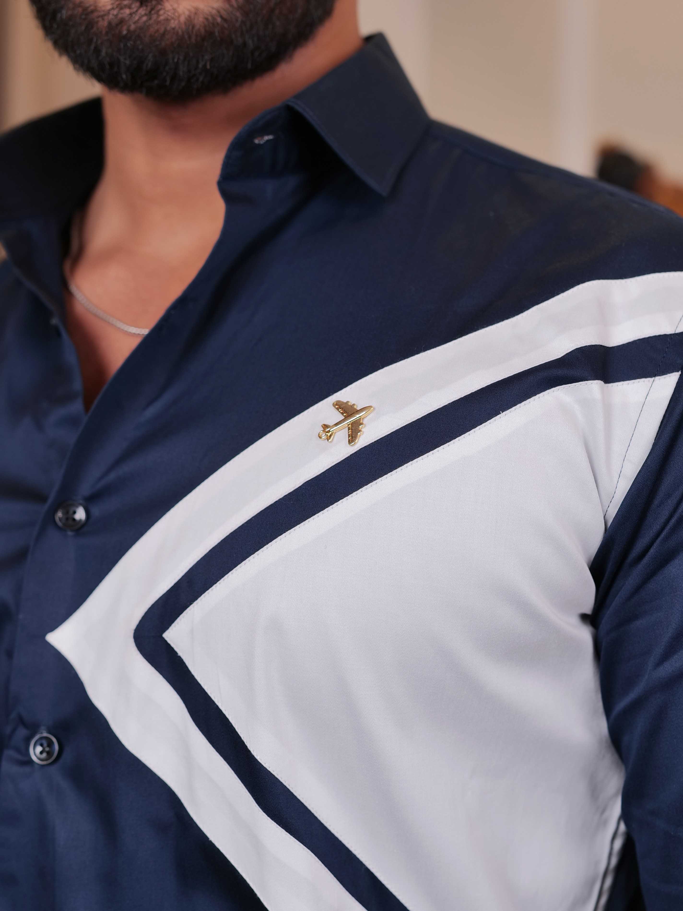 FOOMER NAVY CUT N SEW DESIGNER SHIRT FOR MEN'S