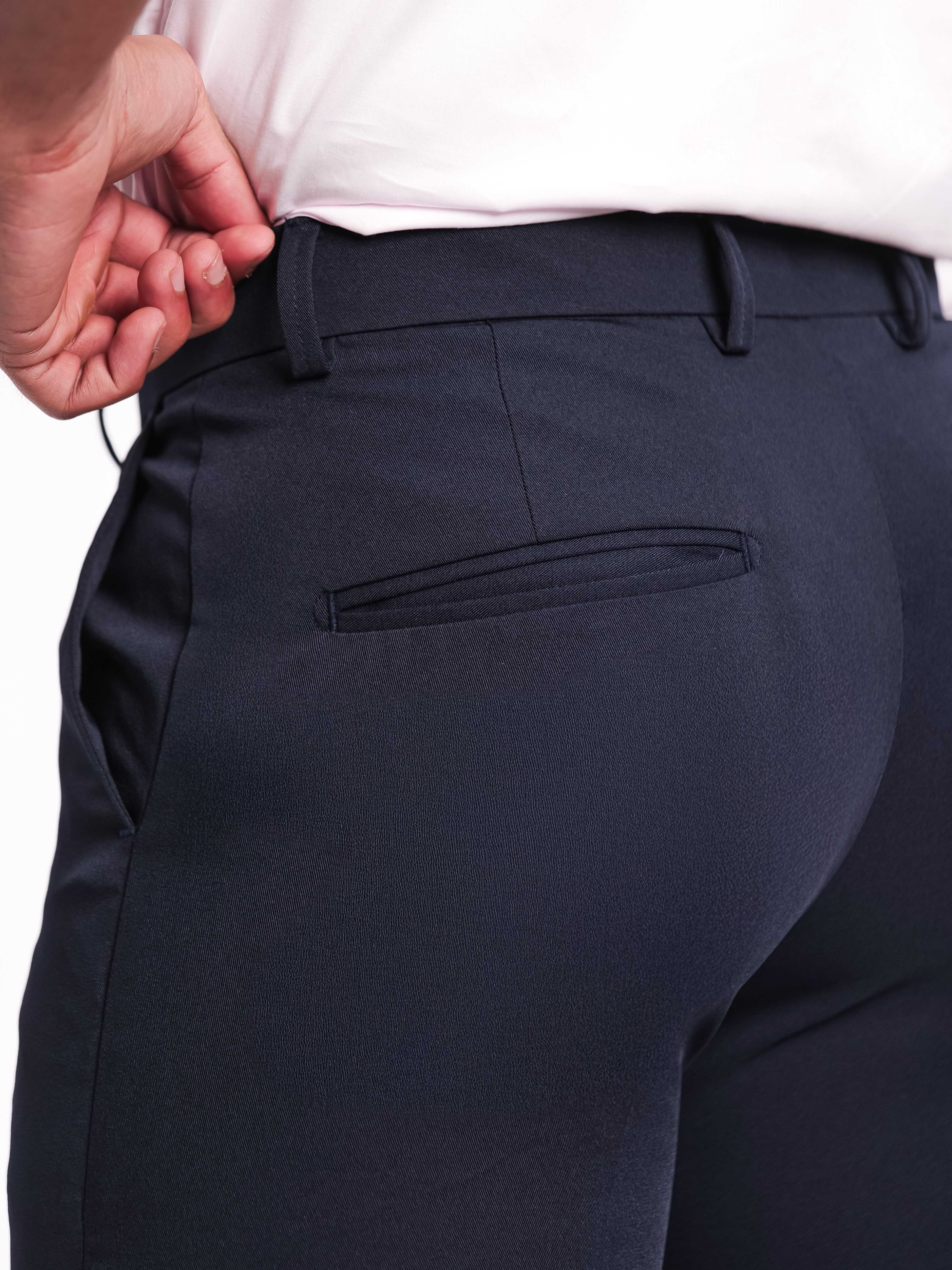 Foomer Formal Dark Navy Trouser Pant For Men's