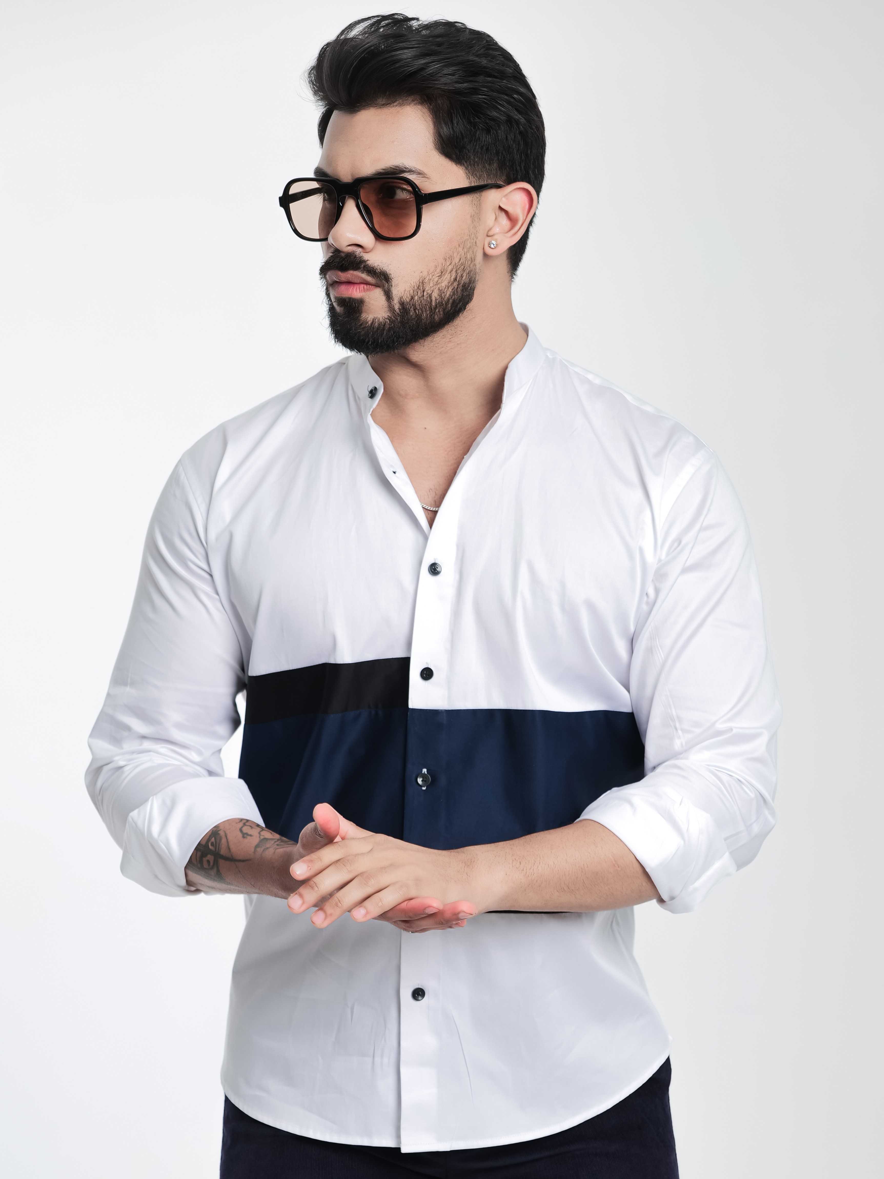 FOOMER WHITE CUT N SEW DESIGNER SHIRT FOR MEN'S