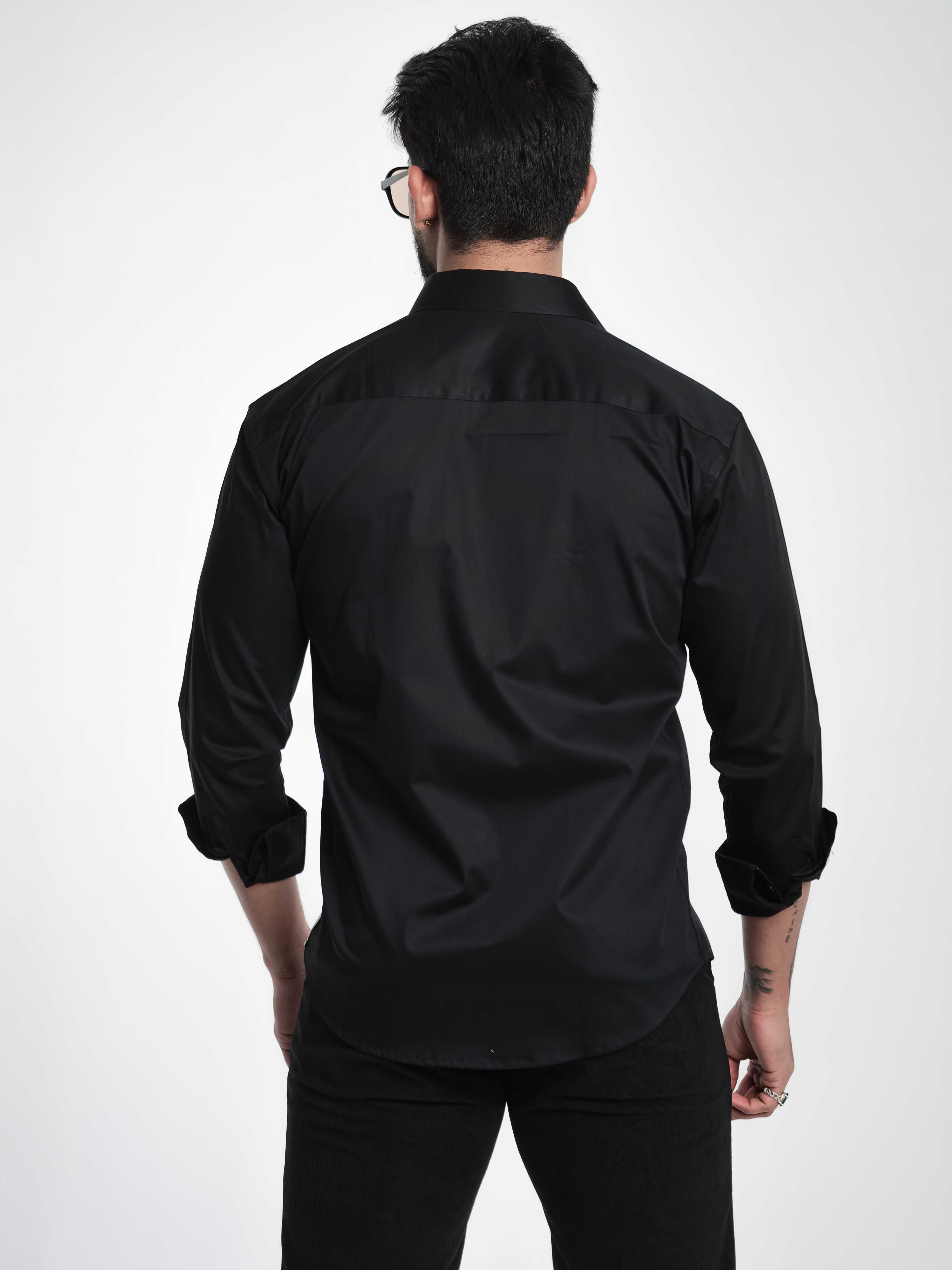 FOOMER BLACK AND WHITE CUT N SEW DESIGNER SHIRT FOR MEN'S