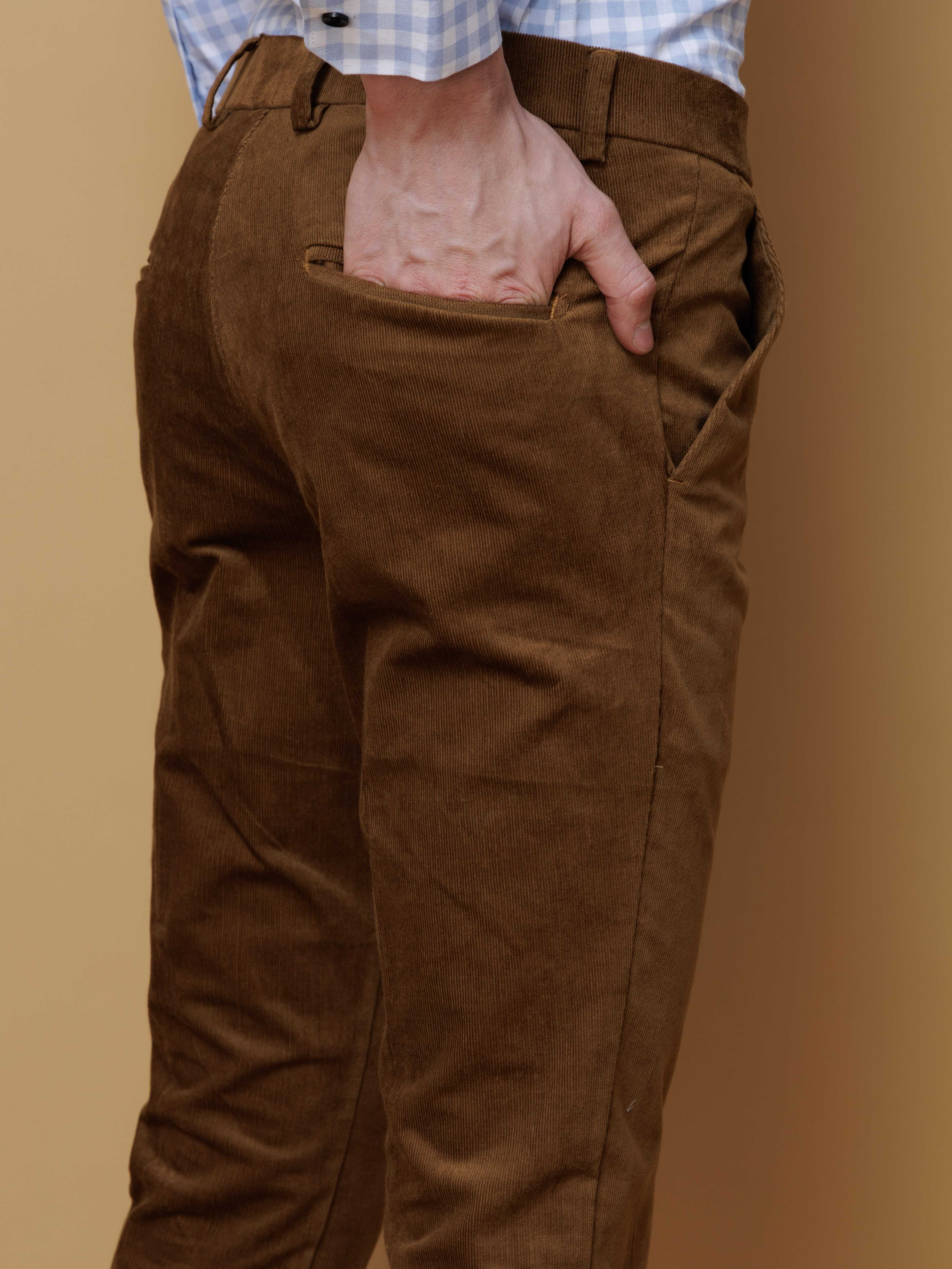 FOOMER MUSTARD YELLOW CORDUROY RELAXED FIT TROUSERS FOR MEN'S