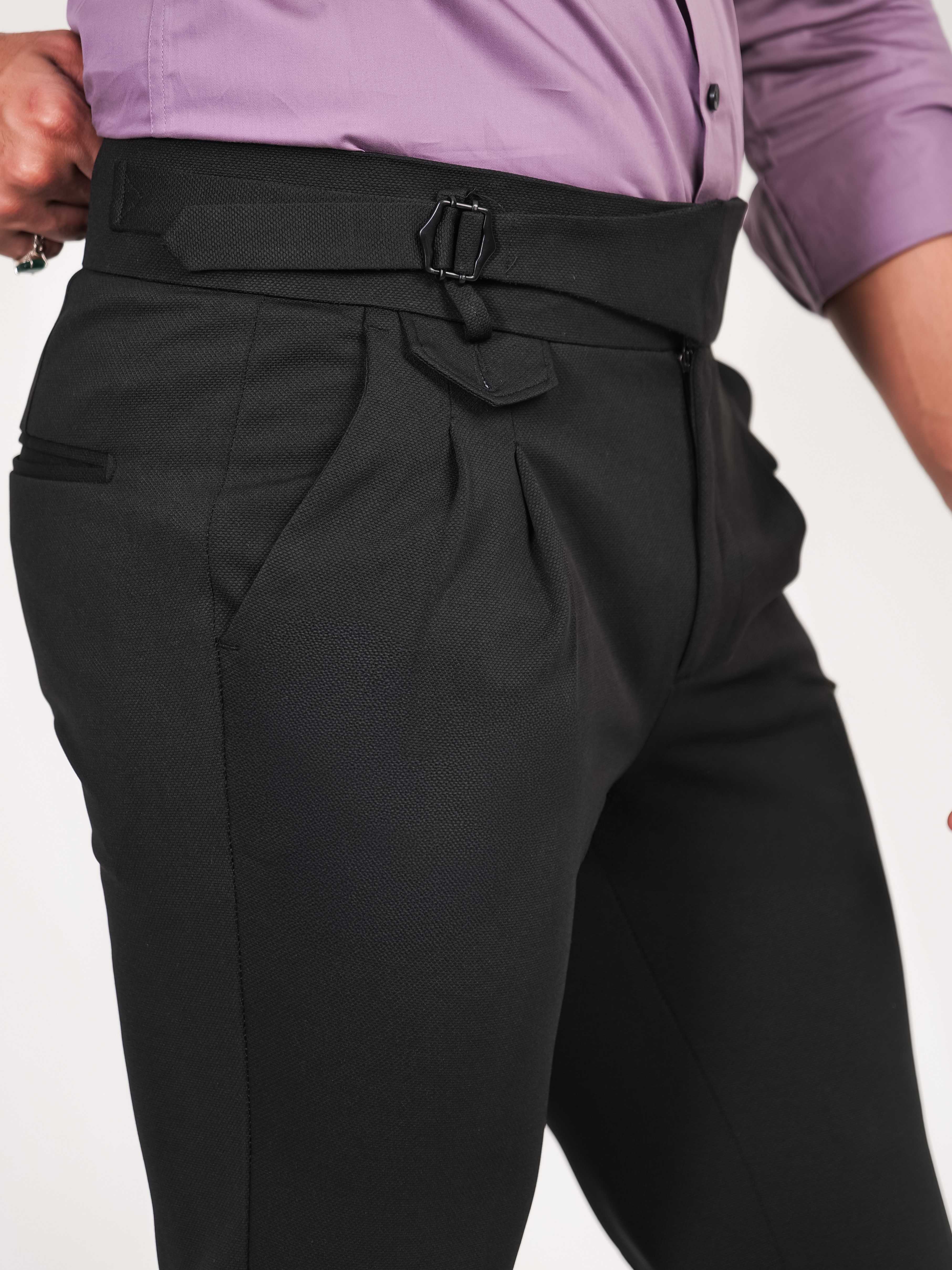 Foomer Formal Dark Black Trouser Pant For Men's