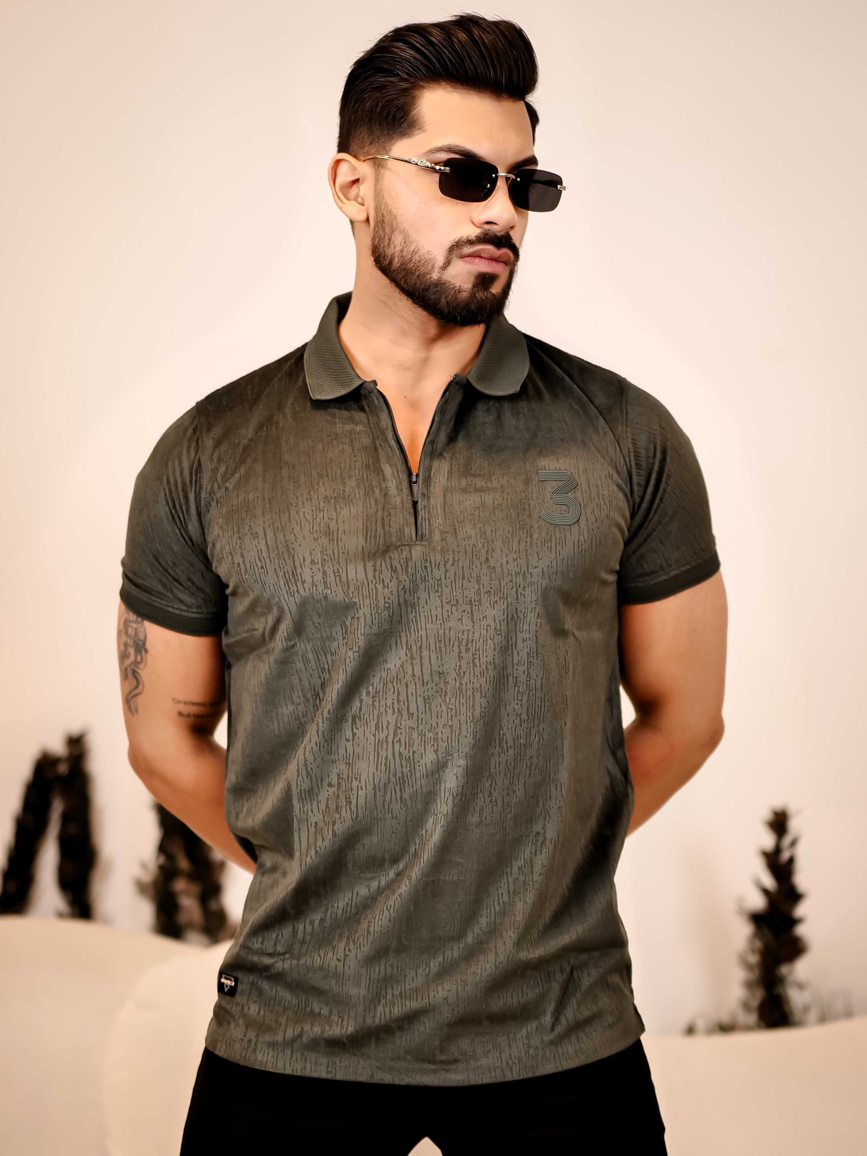 Olive Green Polo Imported Cotton Half Sleeve Premium Designer T-Shirt