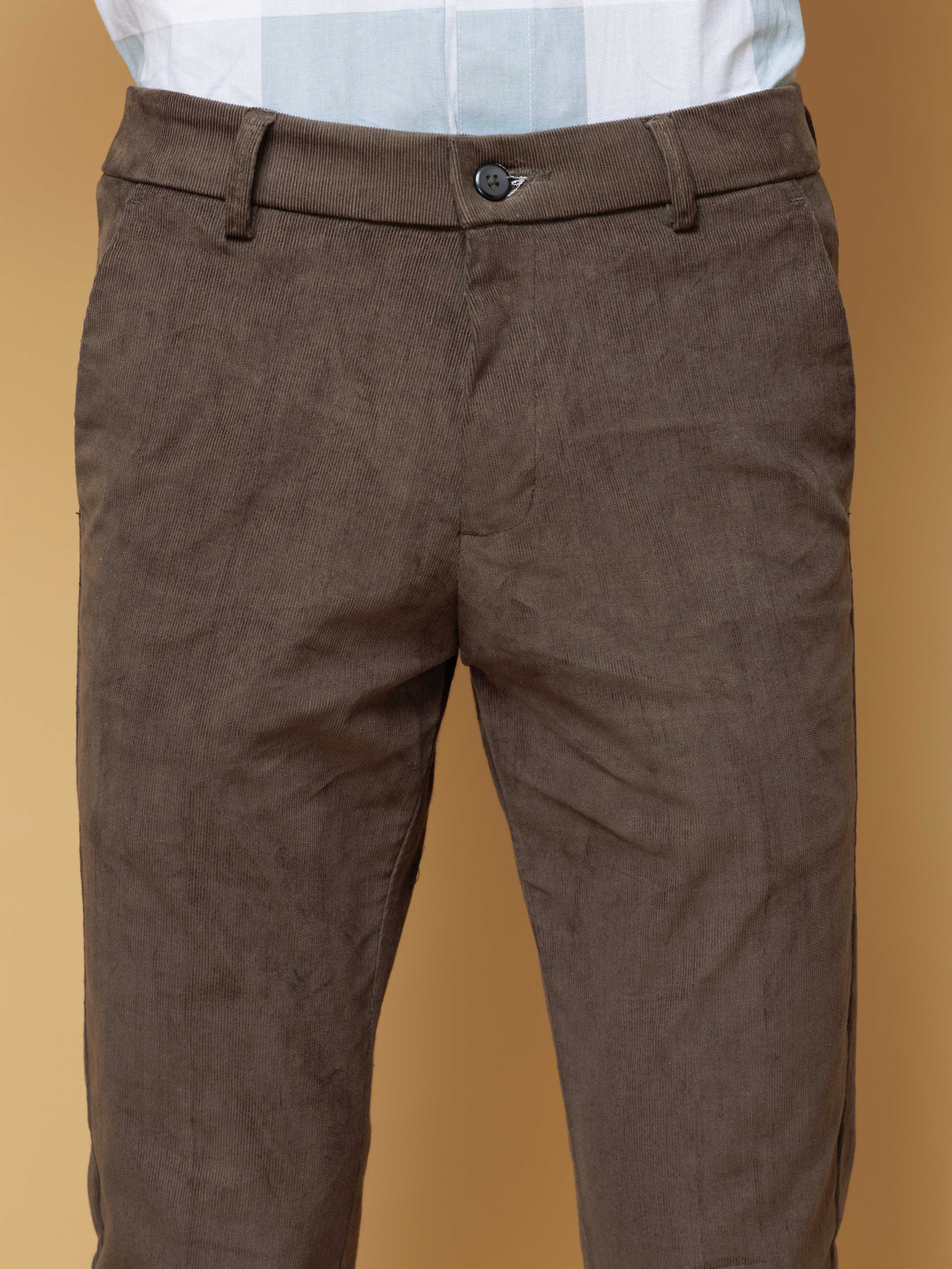 FOOMER OLIVE CORDUROY RELAXED FIT TROUSERS FOR MEN'S