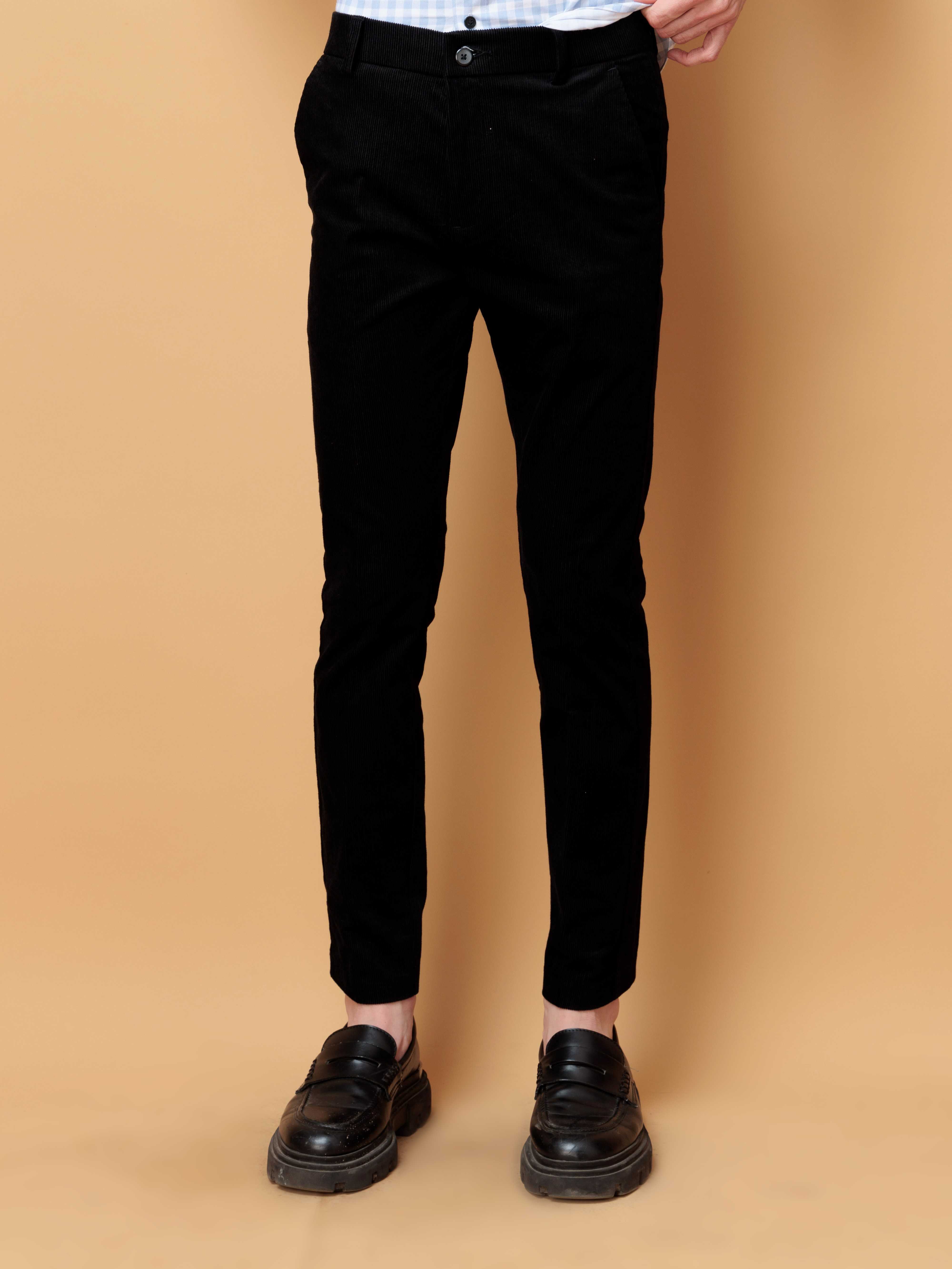 FOOMER BLACK CORDUROY RELAXED FIT TROUSERS FOR MEN'S