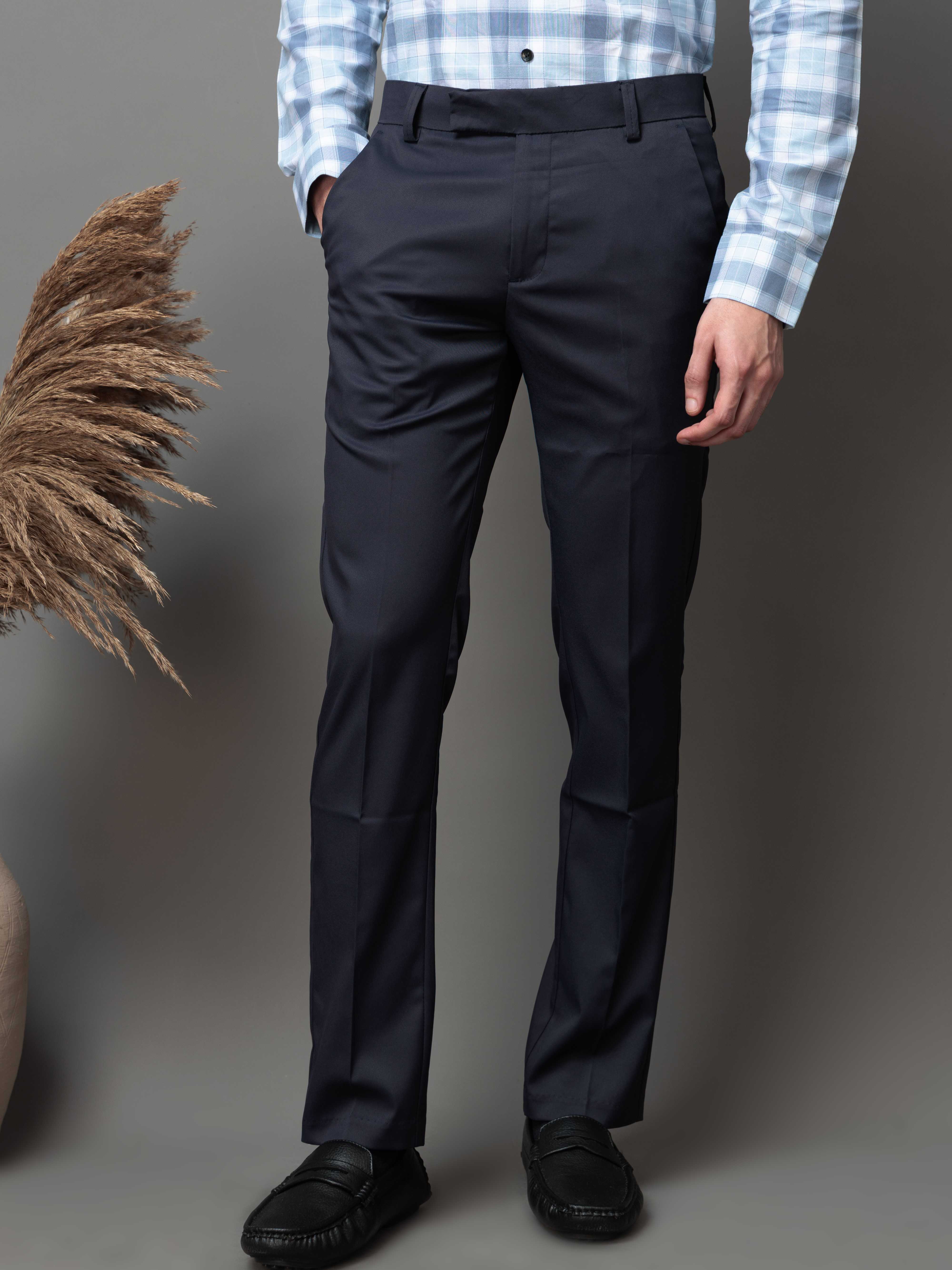 Foomer Formal Navy Pant For Men's