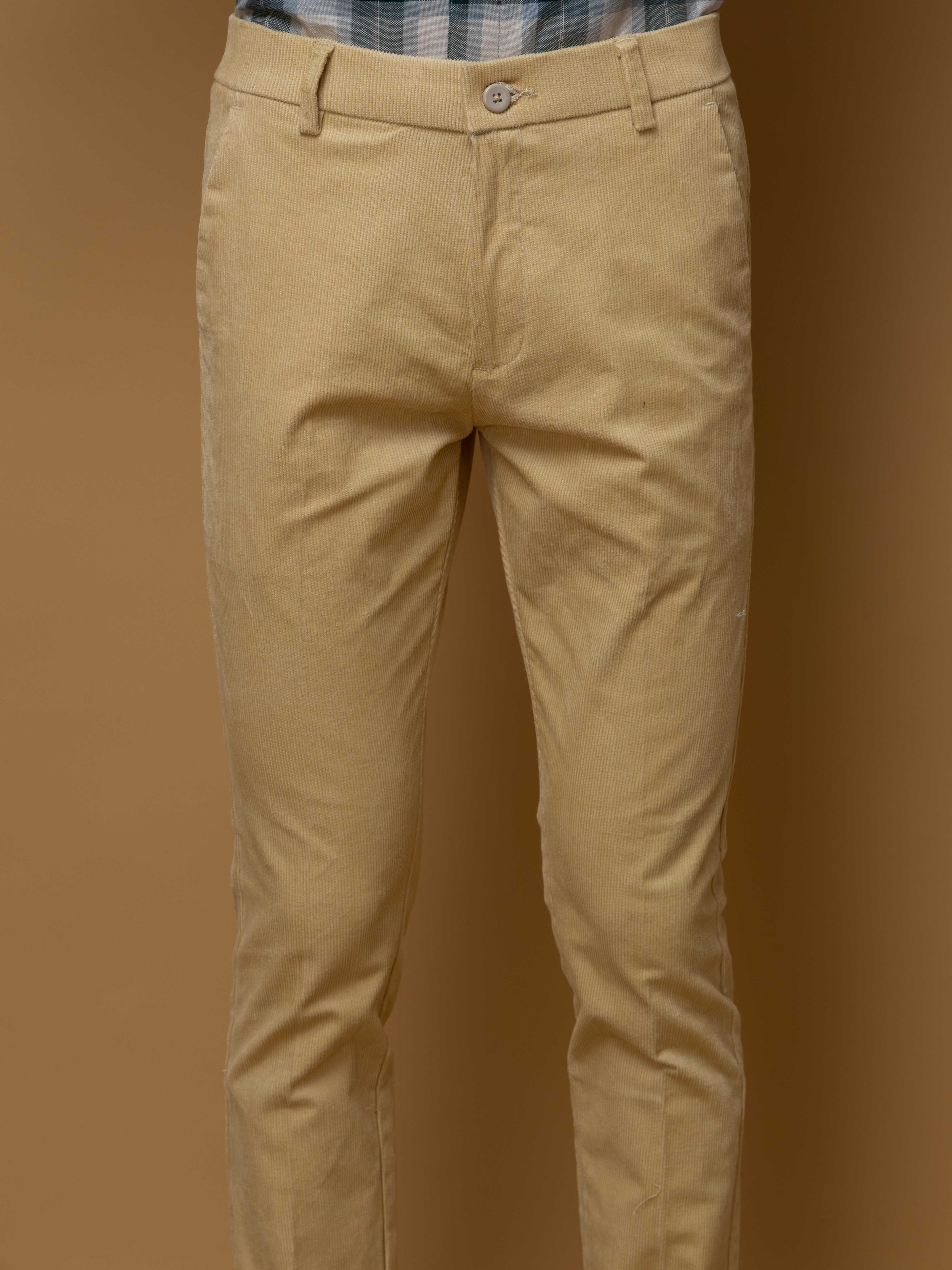 FOOMER YELLOW CORDUROY RELAXED FIT TROUSERS FOR MEN'S
