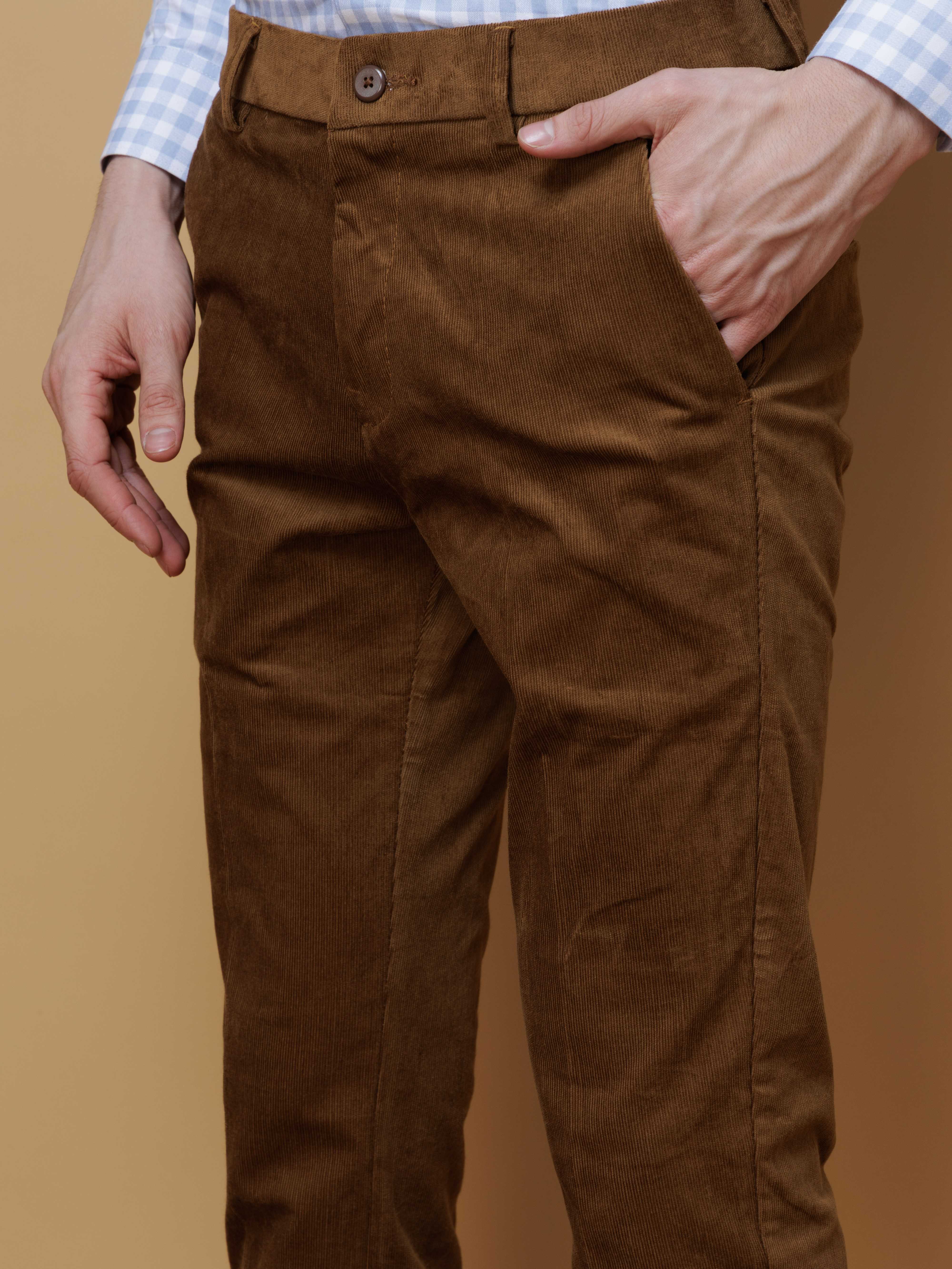 FOOMER MUSTARD YELLOW CORDUROY RELAXED FIT TROUSERS FOR MEN'S