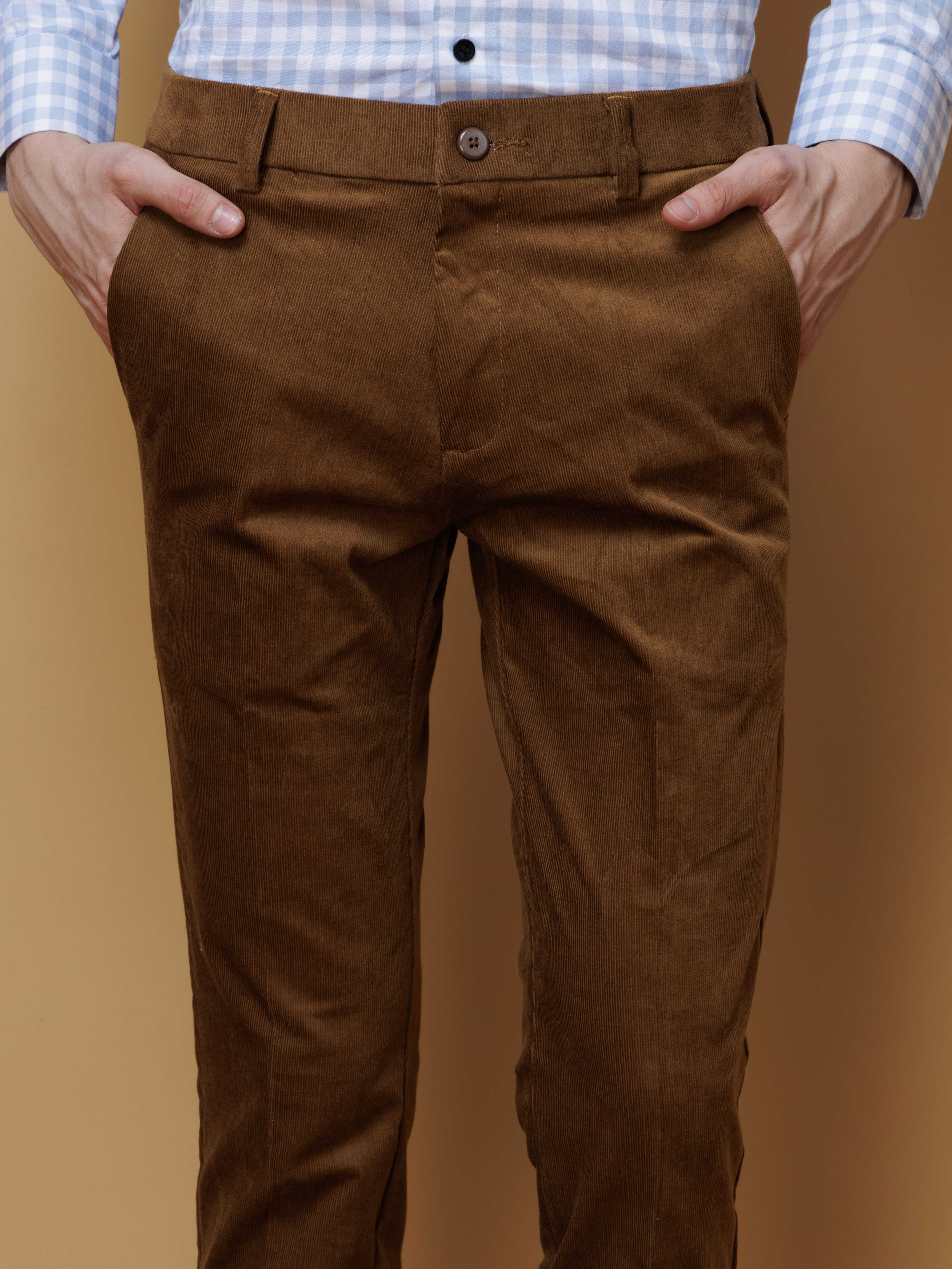 FOOMER MUSTARD YELLOW CORDUROY RELAXED FIT TROUSERS FOR MEN'S