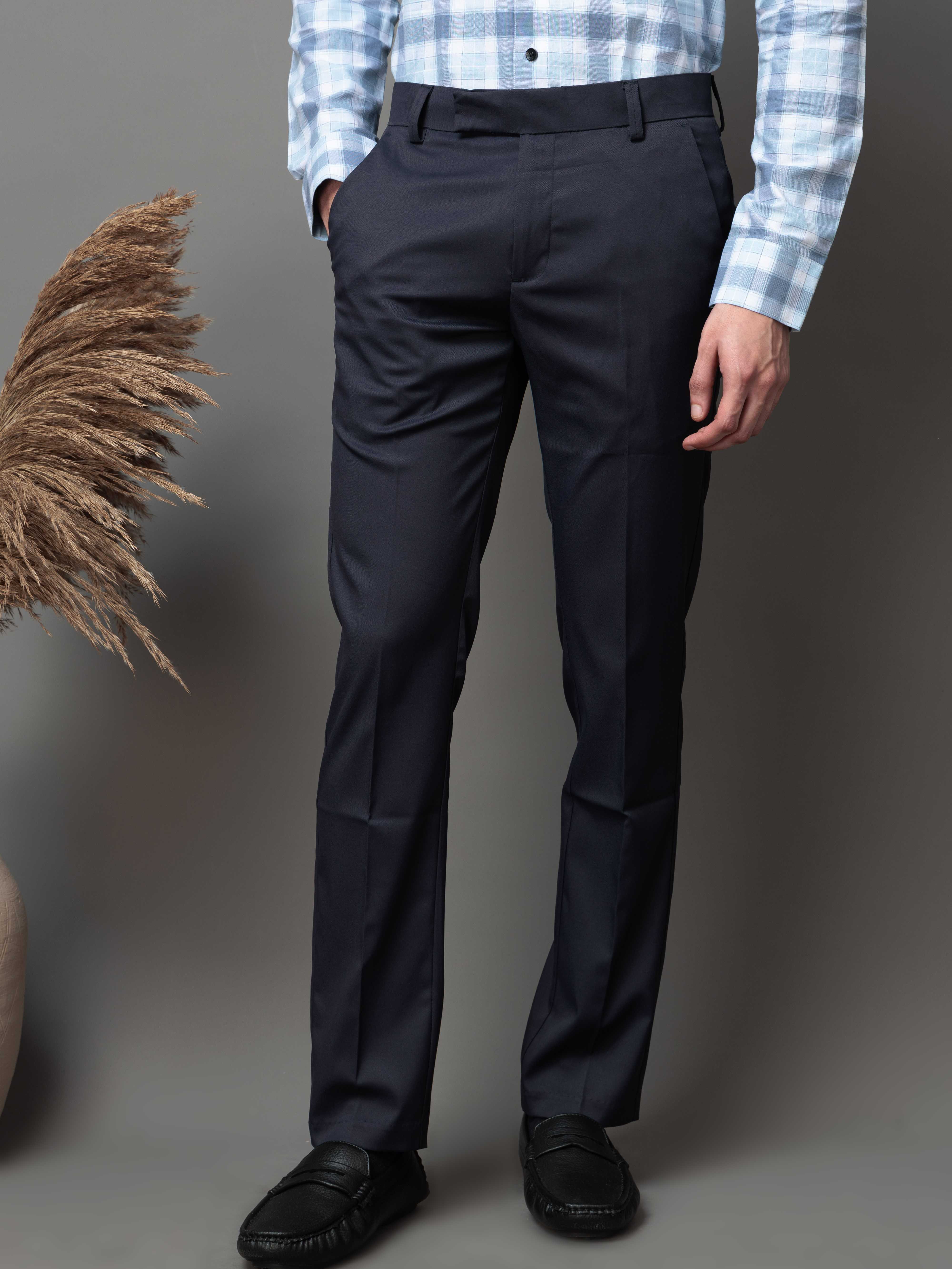 Foomer Formal Navy Pant For Men's
